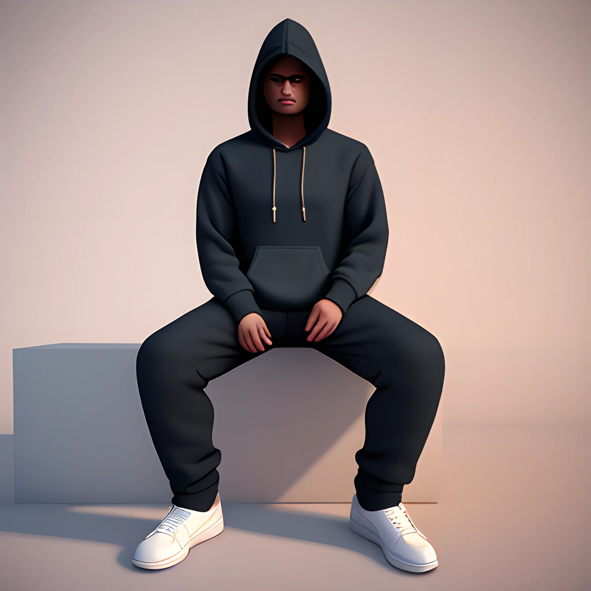 A man in a hoodie and pants, 3D