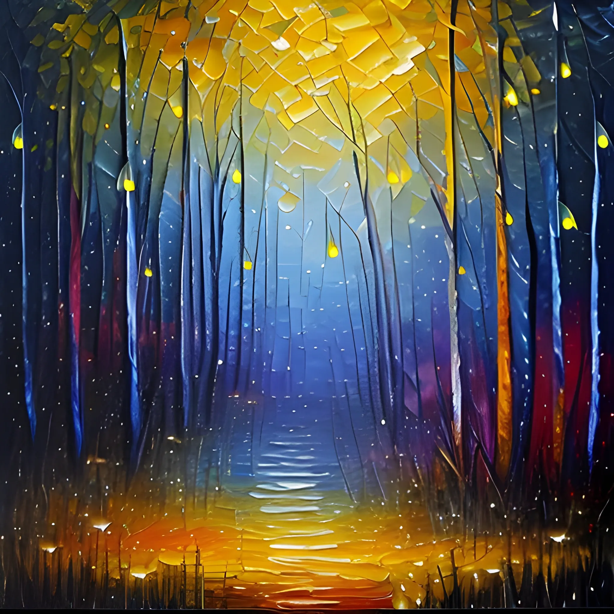 Fireflies 4, Oil Painting