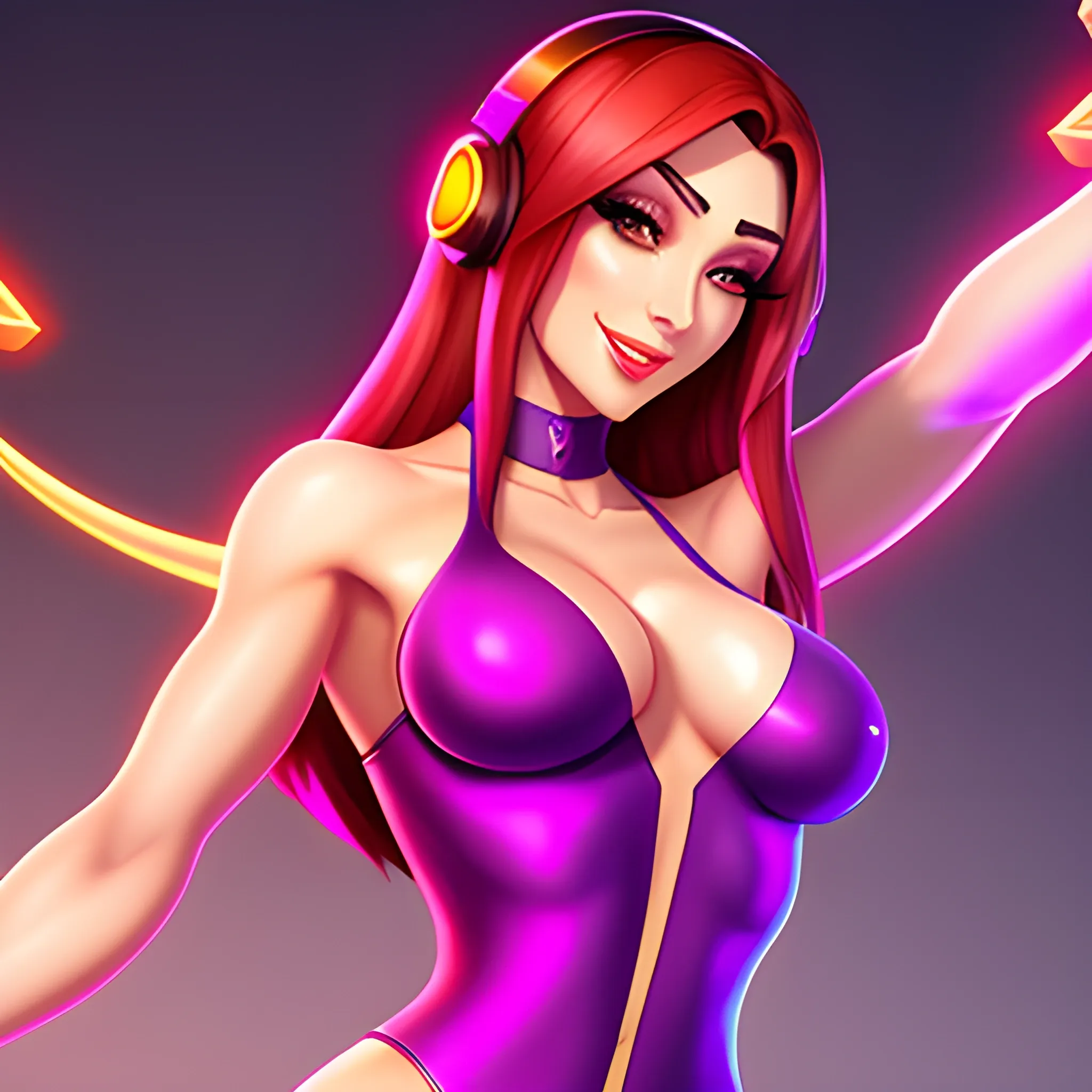 A beautiful girl while streaming, attractive gaming background, 2d hd mascot

