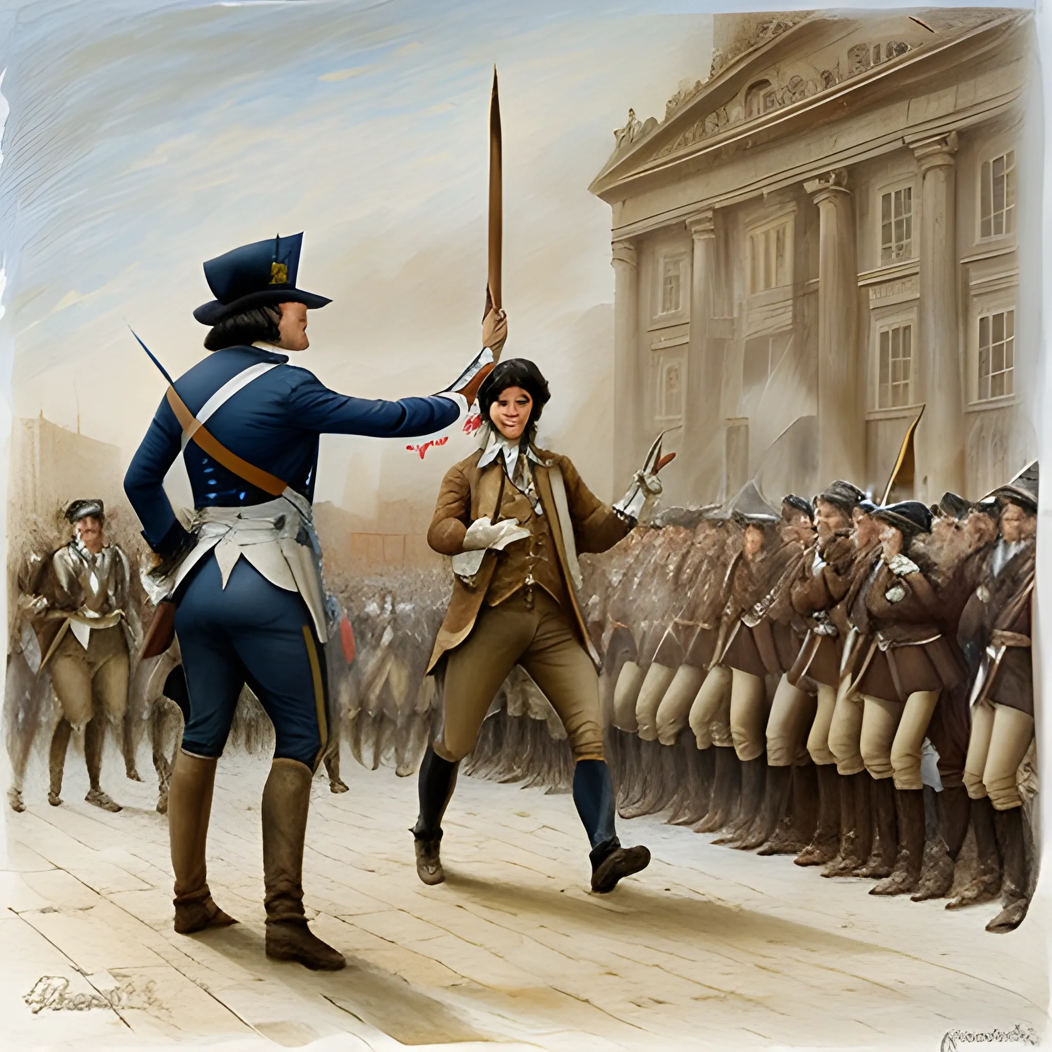 Javier Milei guiding Argentina and its people towards freedom, using as a reference the painting titled "freedom guiding the French in the French revolution", Oil Painting, , Water Color, Pencil Sketch