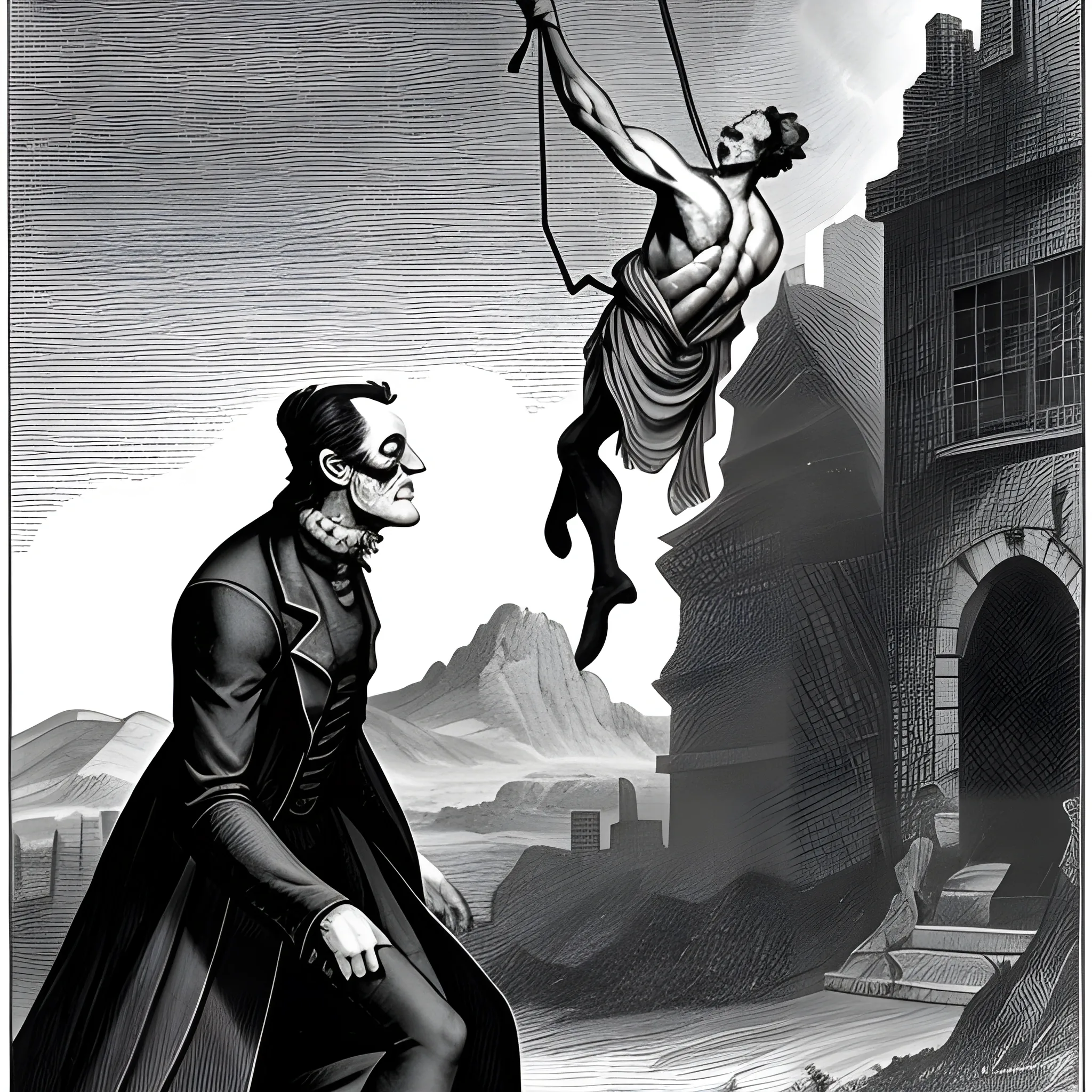 frankenstein hanging a  kid
 