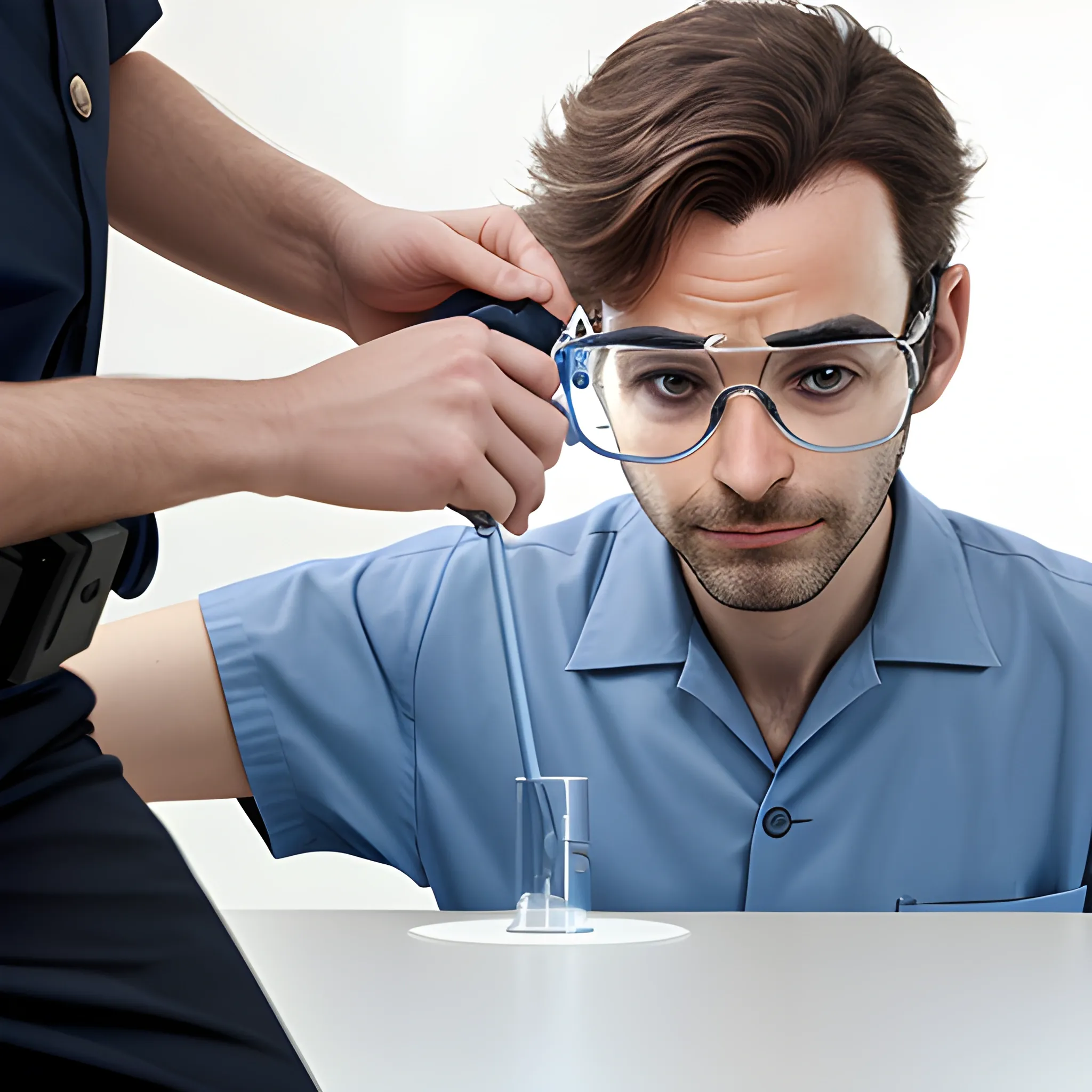 scientist handcuffed, male
