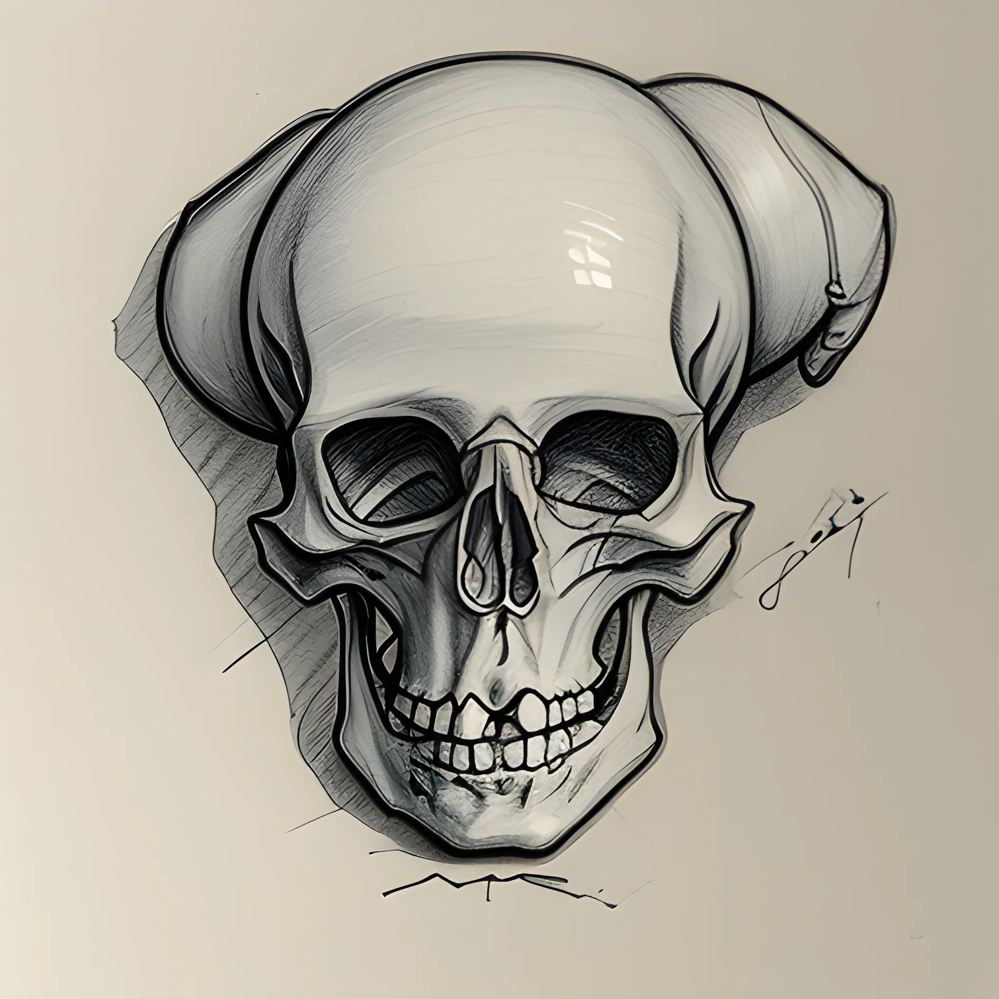Appearance of bone，sign pen, Pencil Sketch