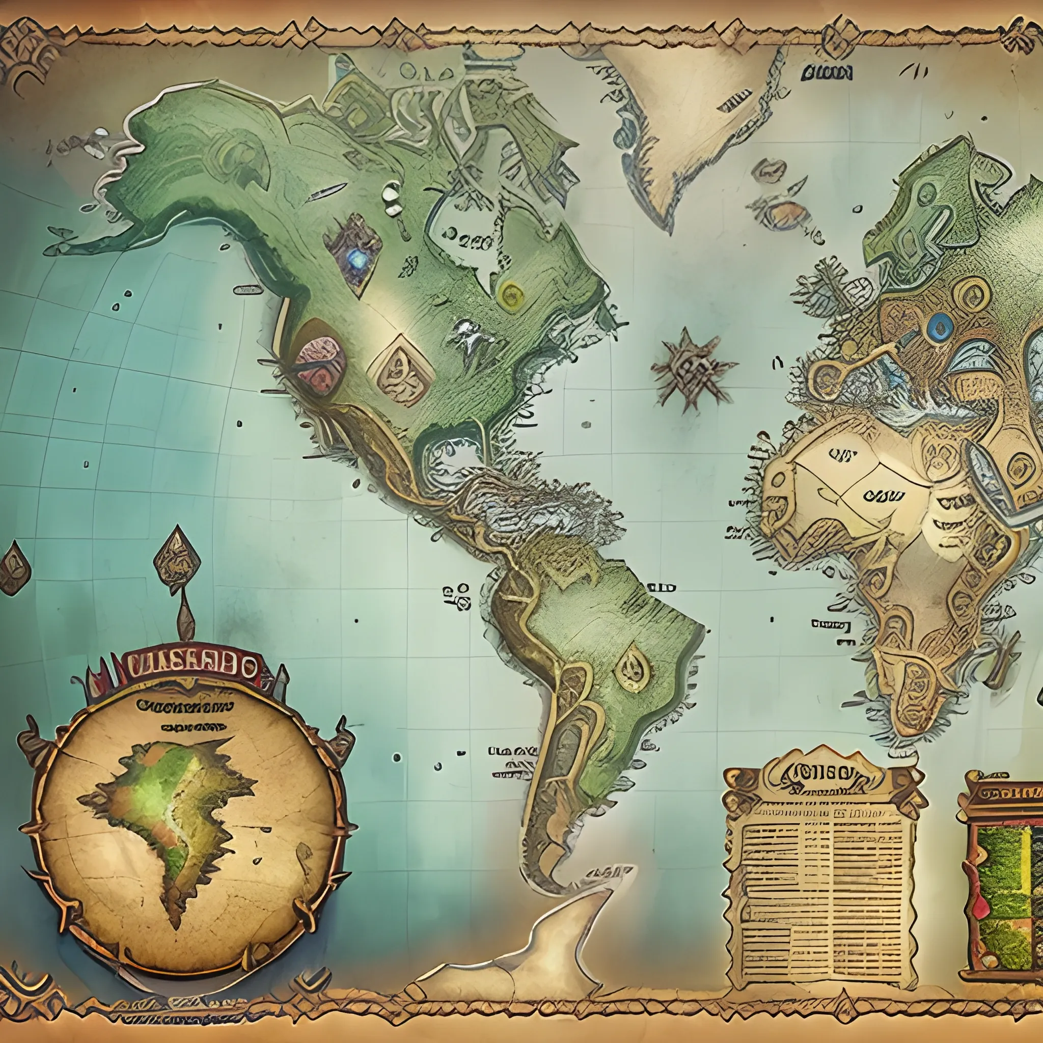 mapa de Latinoamérica al estilo de los mapas de world of warcraft