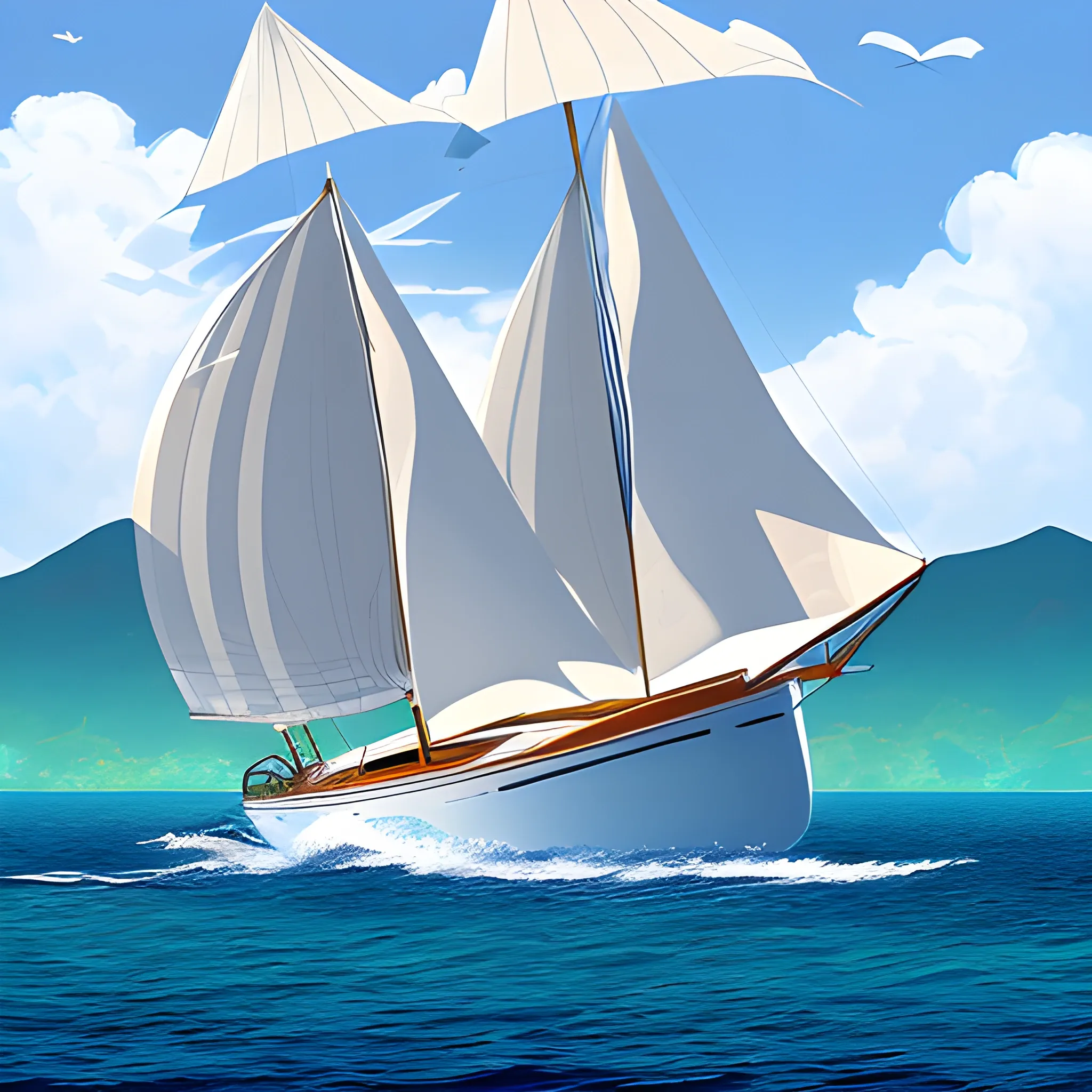 Pixel wind, large sailboat, size 144*144