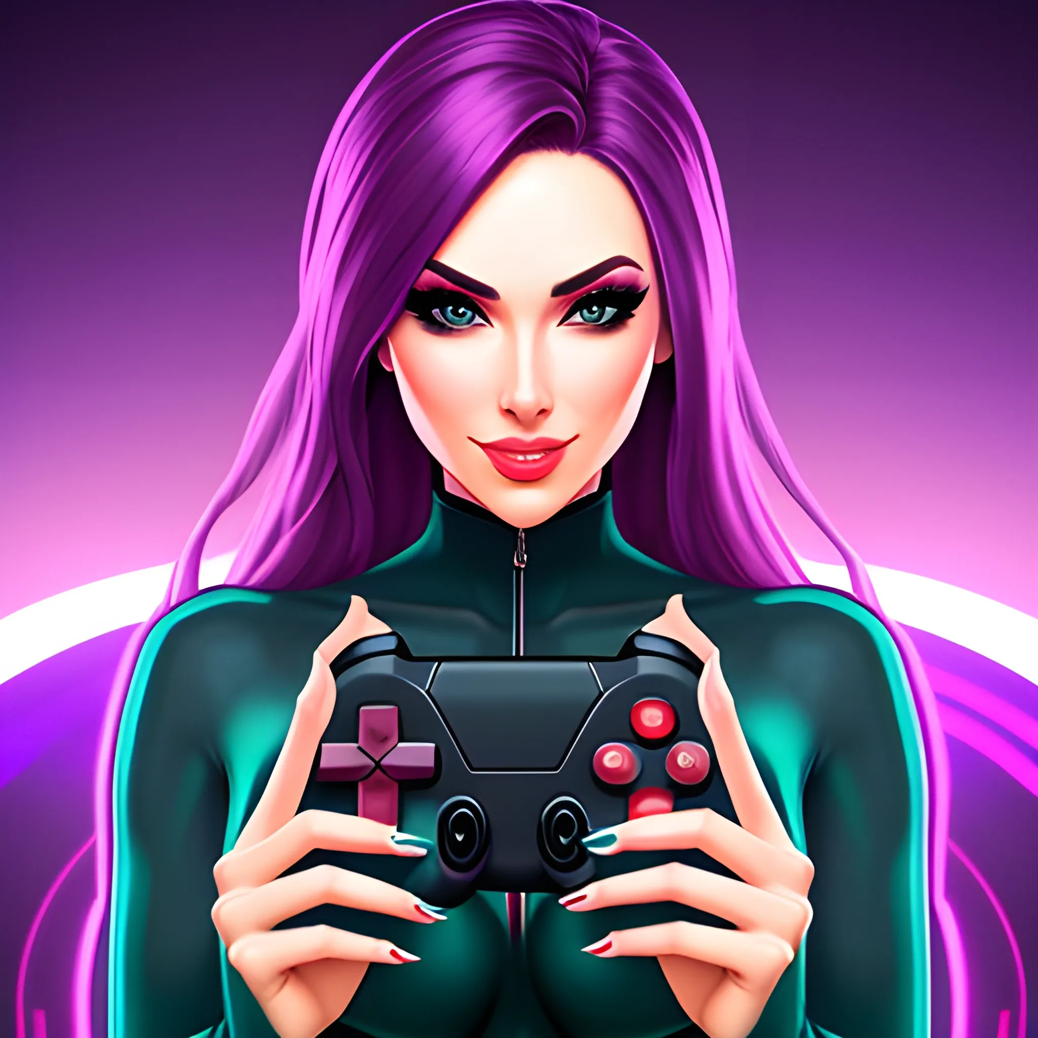 A beautiful girl while streaming, attractive gaming background, 2d hd mascot
