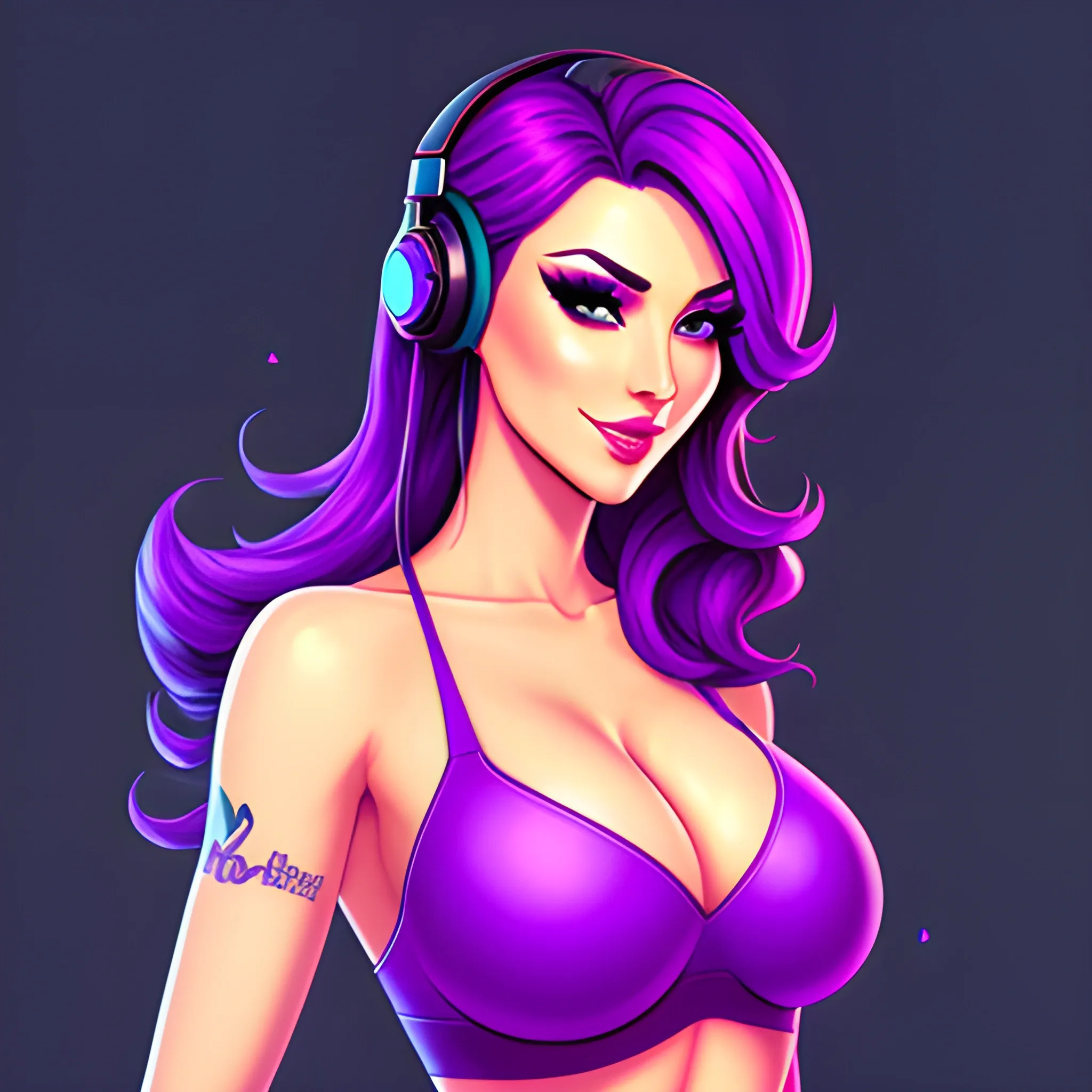 A beautiful girl while streaming on twitch , attractive gaming background, 2d hd mascot, 1080x1920 pixels