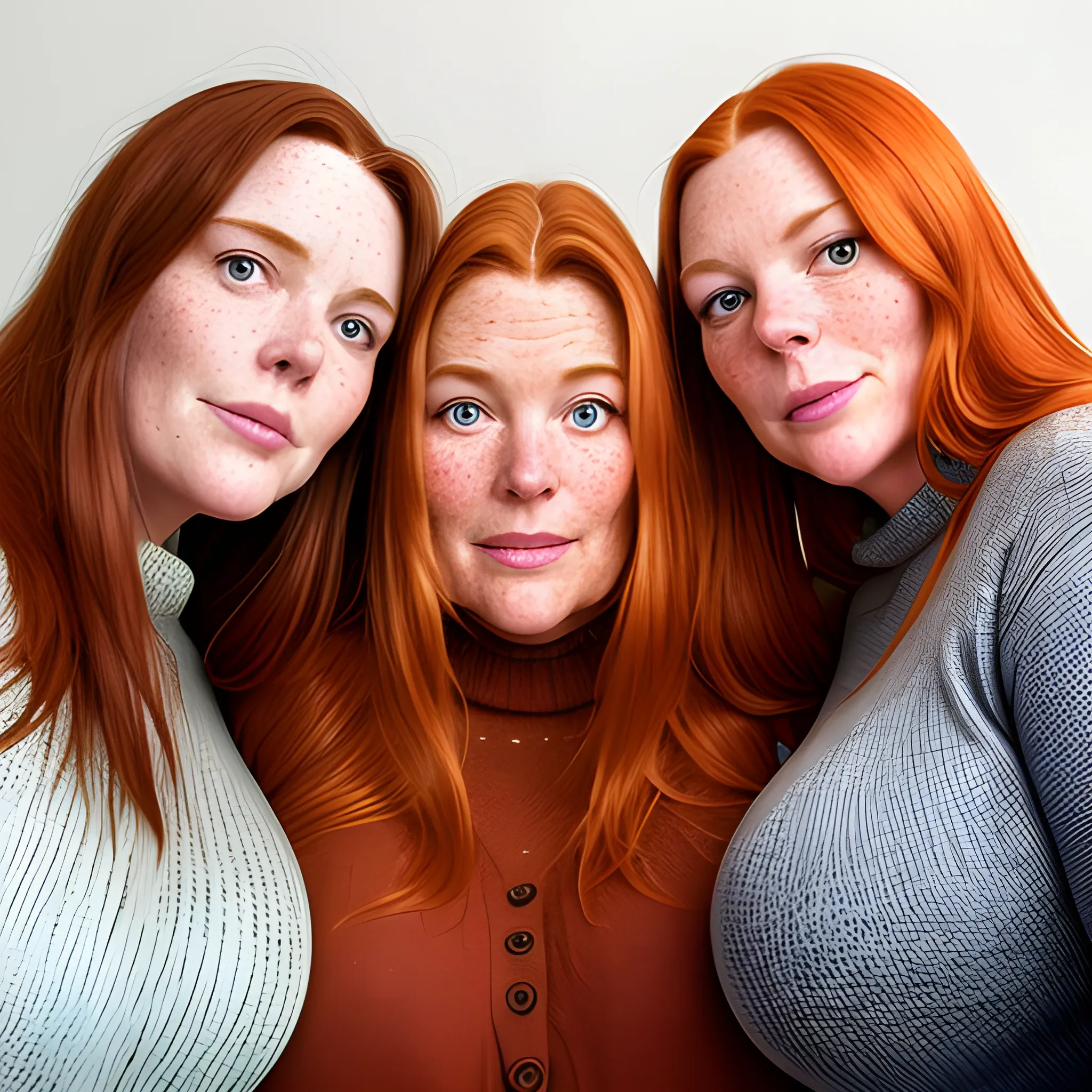 Three tall beautiful, curvy, plus-sized, early middle-aged ging... -  Arthub.ai