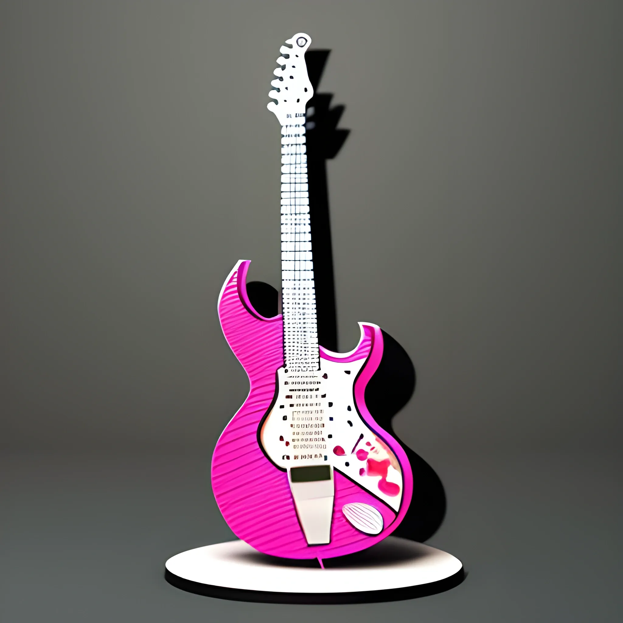 Paper cut craft, paper illustration, electric guitar, 3d 