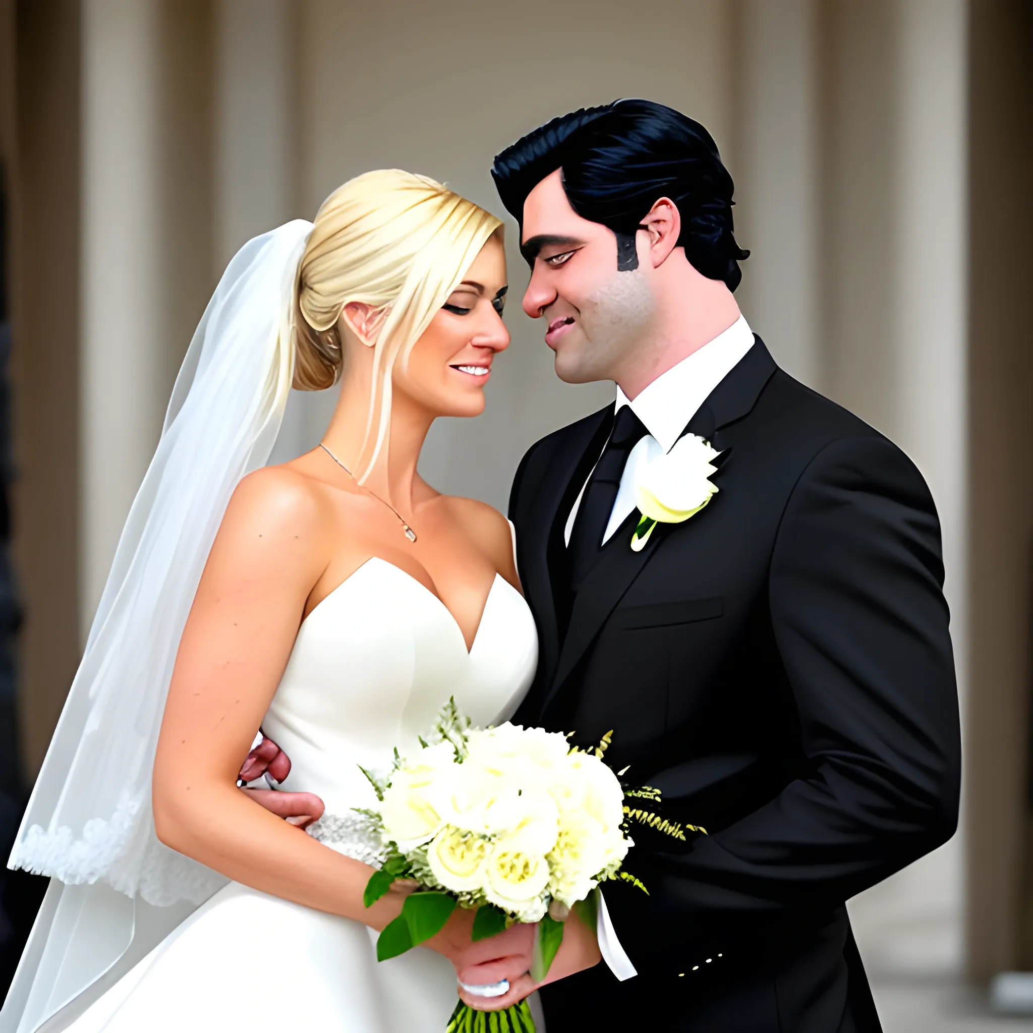 man with black hair and a blonde haired girl married