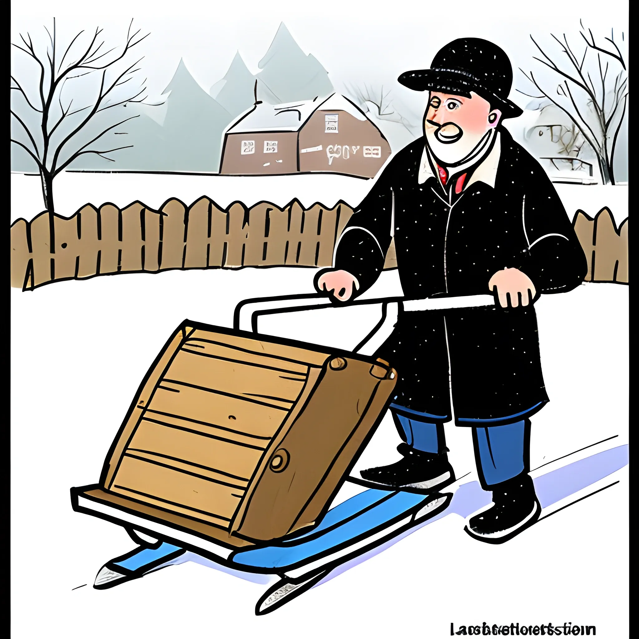  man on a sledge
, Cartoon