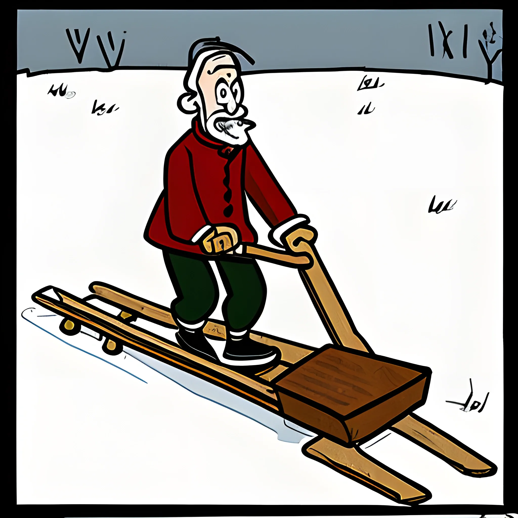  man on a sledge , Cartoon