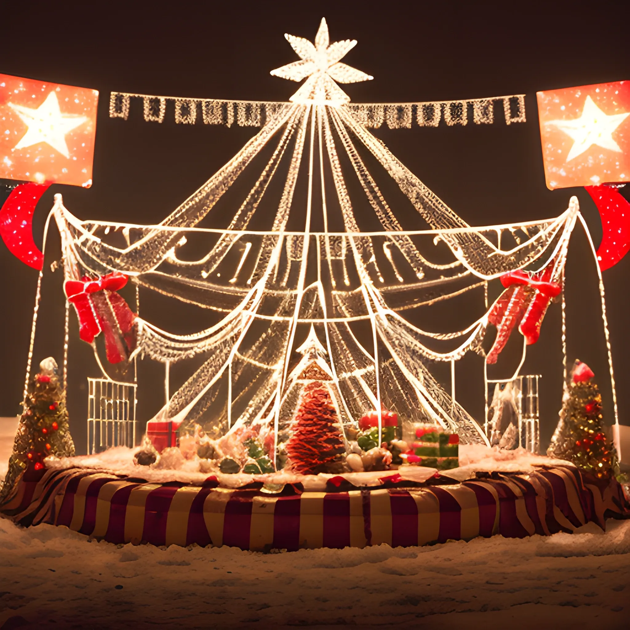 Liminal space circus with christmas decorations