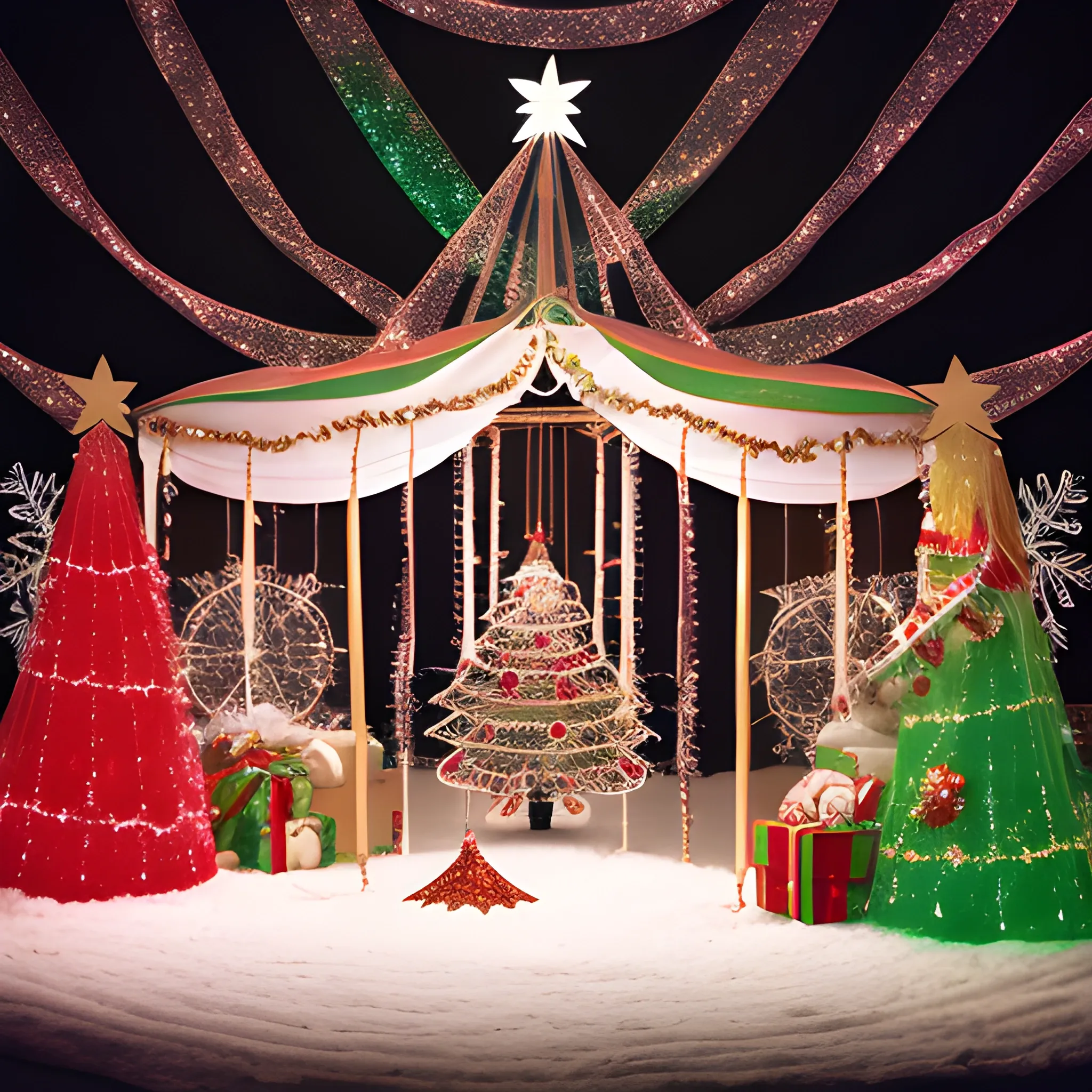 Liminal space circus with christmas decorations