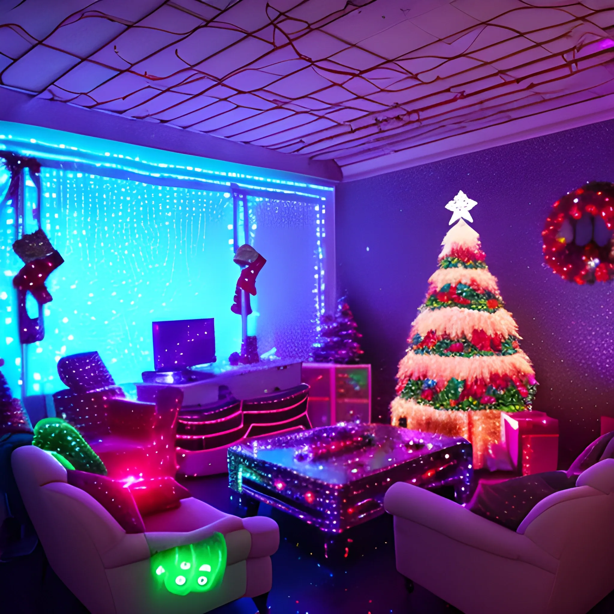 Liminal space disco with christmas decorations - Arthub.ai
