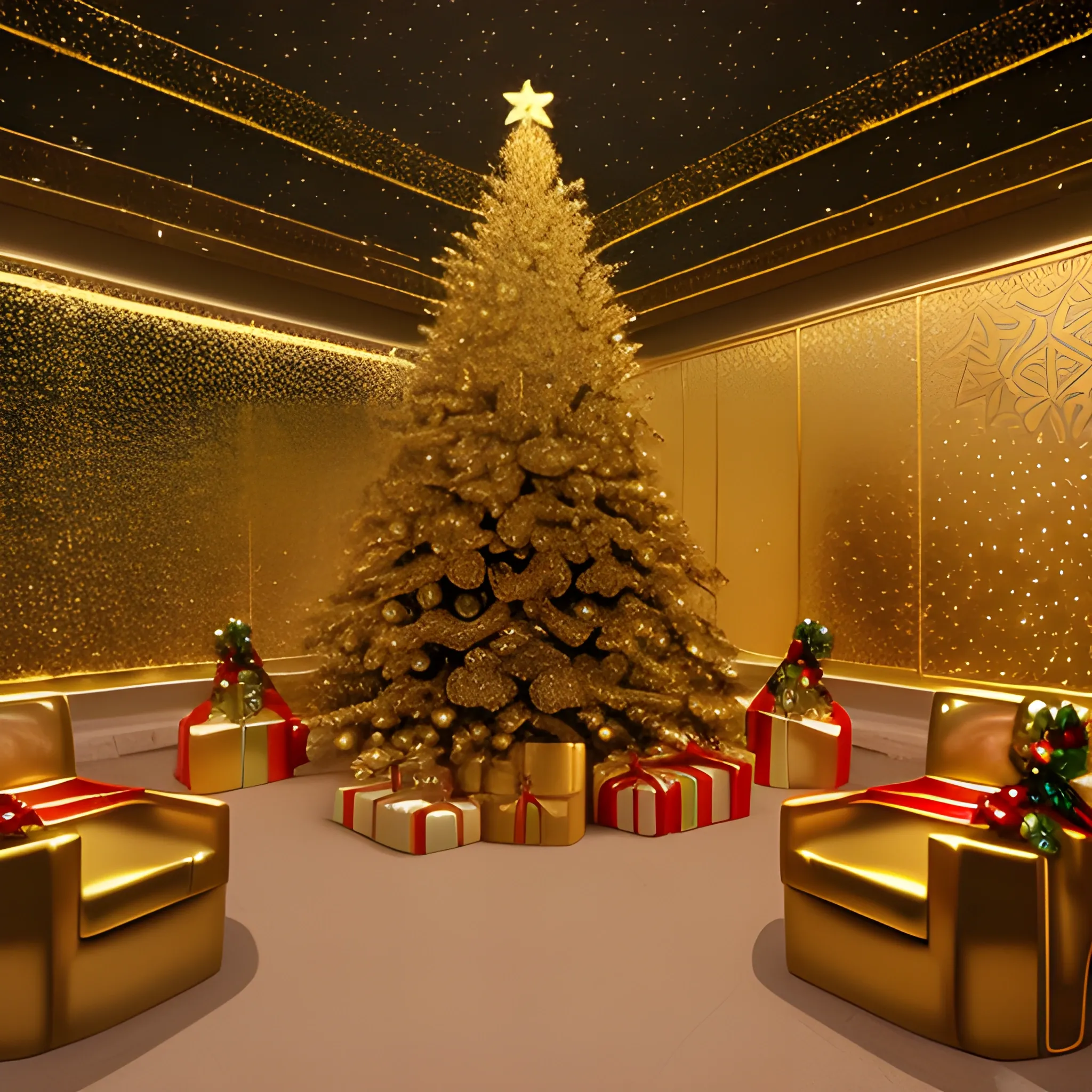 Liminal space the goldroom with christmas decorations