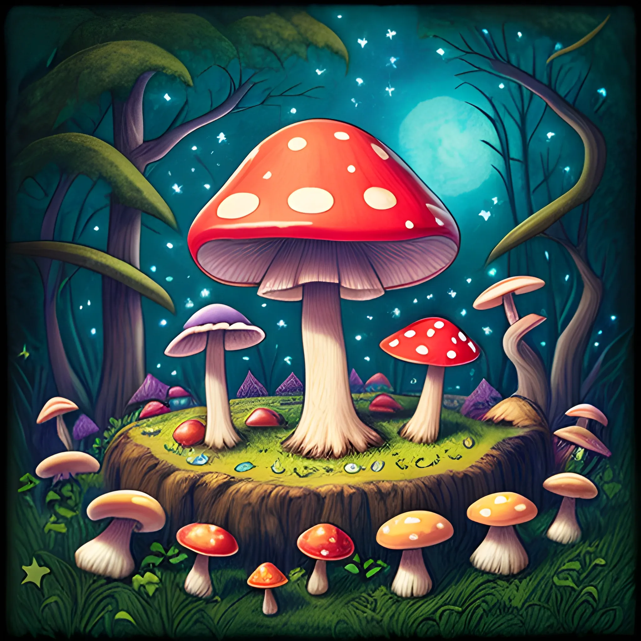 Mushrooms and star and magic - Arthub.ai