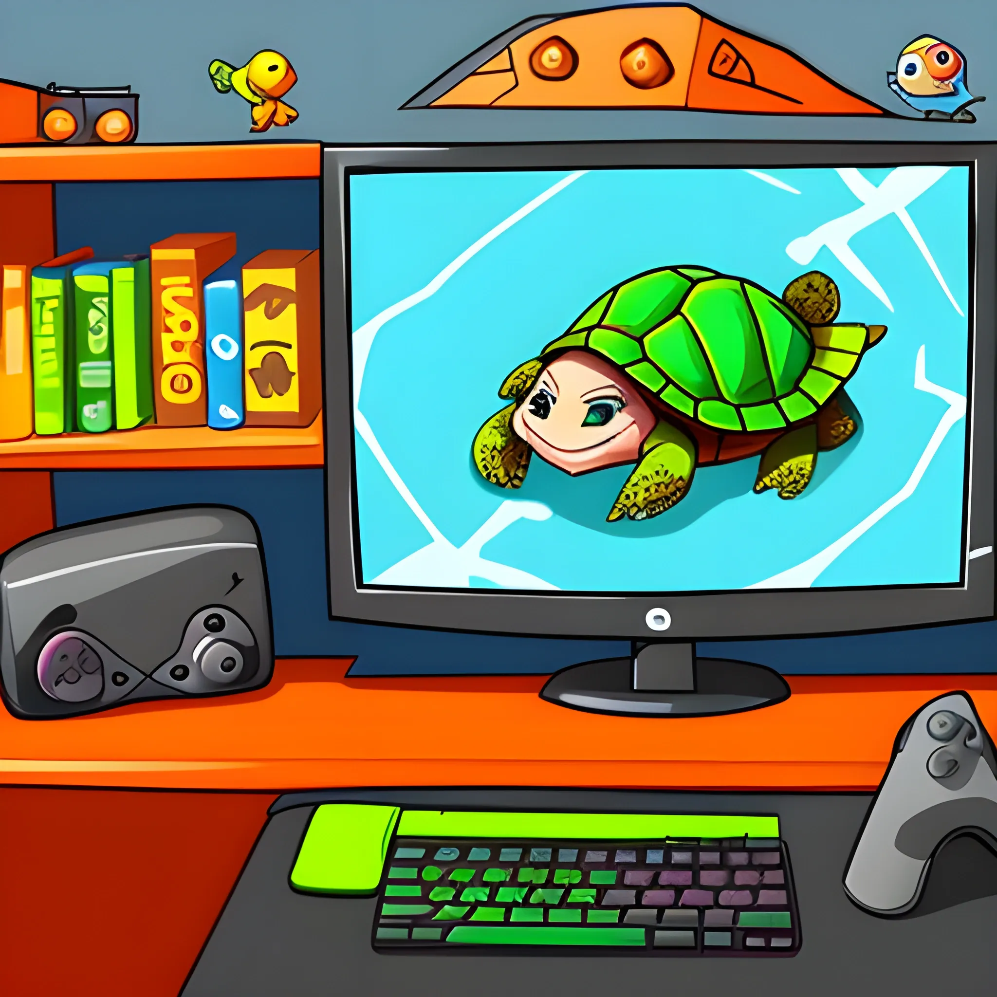 a lazy turtle gamer con sueño





, Cartoon