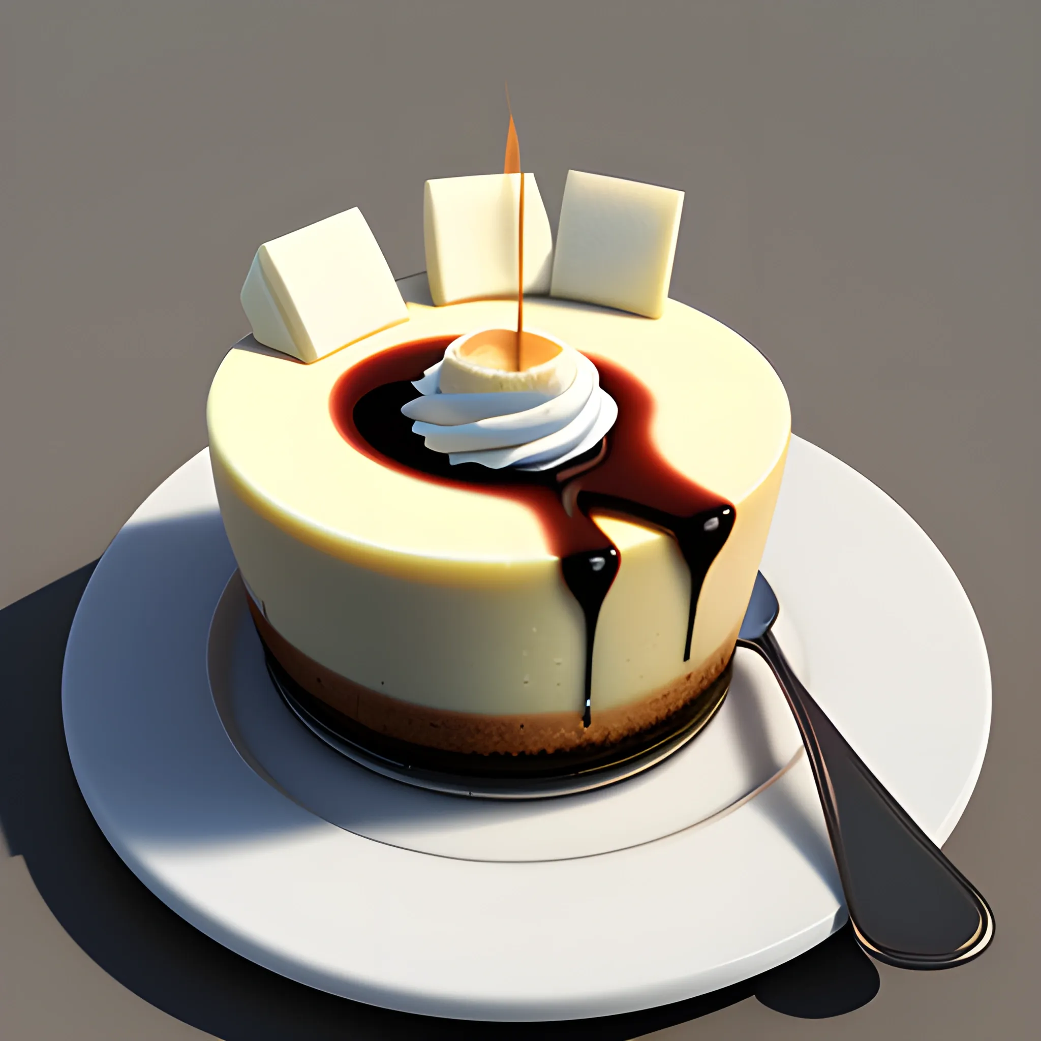 cheesecake and coffee, 3D