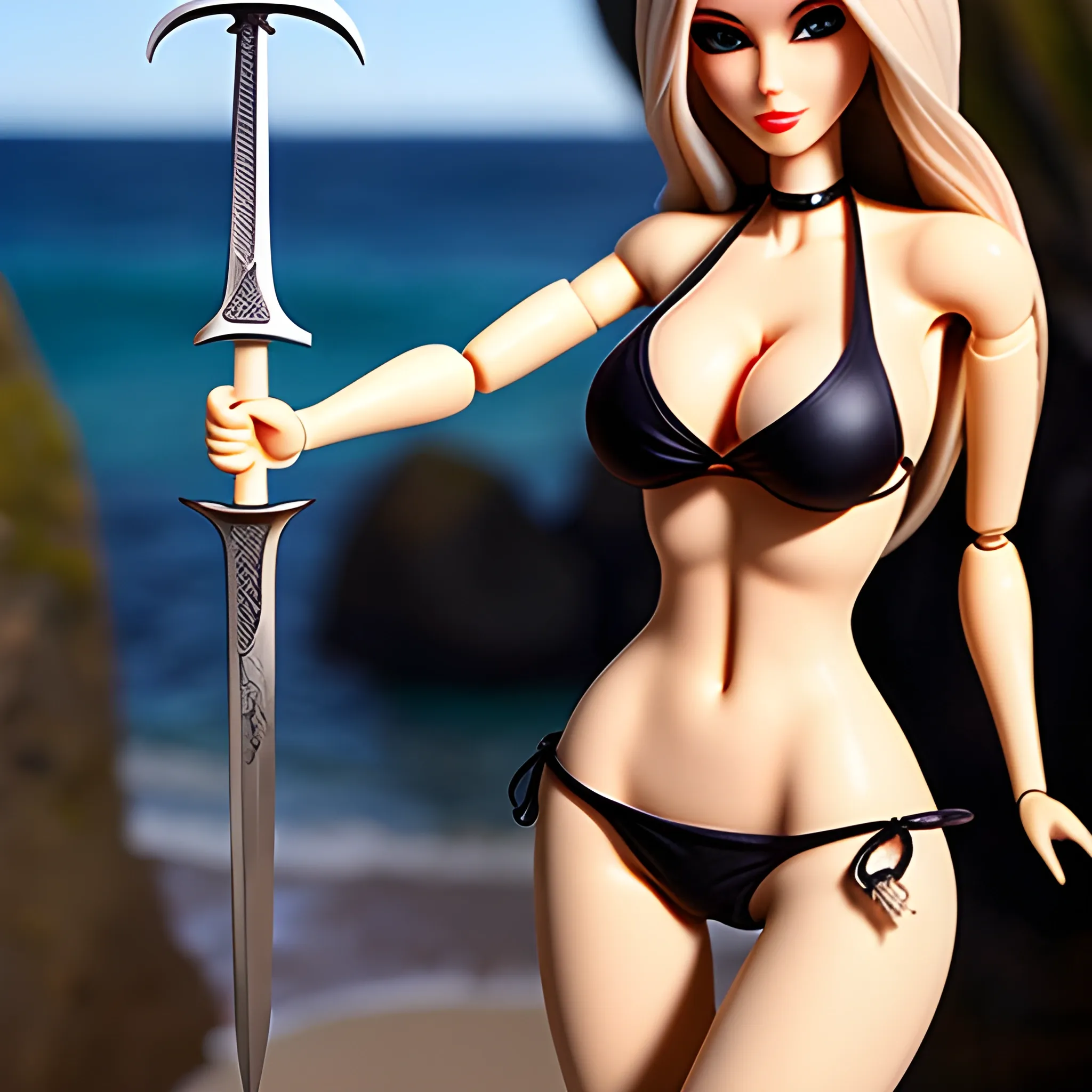 Doll Girl in bikini with sword
