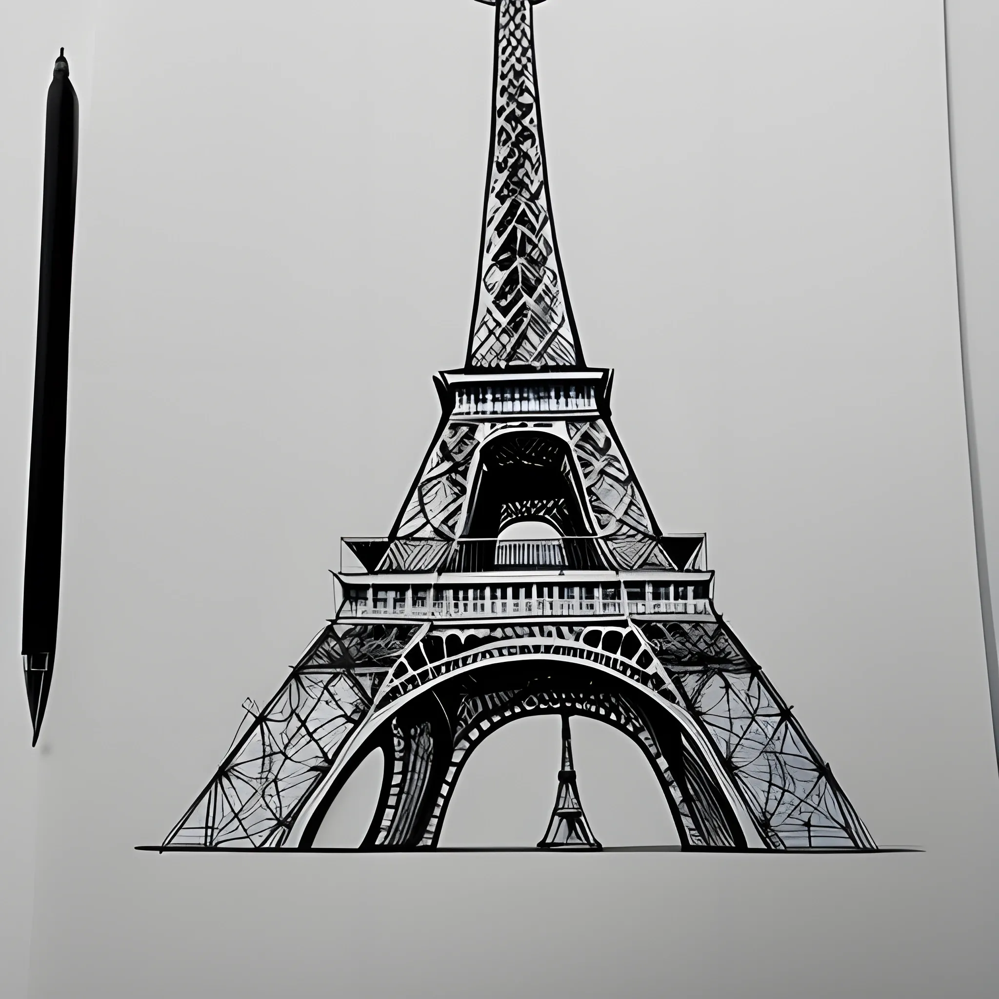 sketch of an eiffel tower with a pen. - Arthub.ai