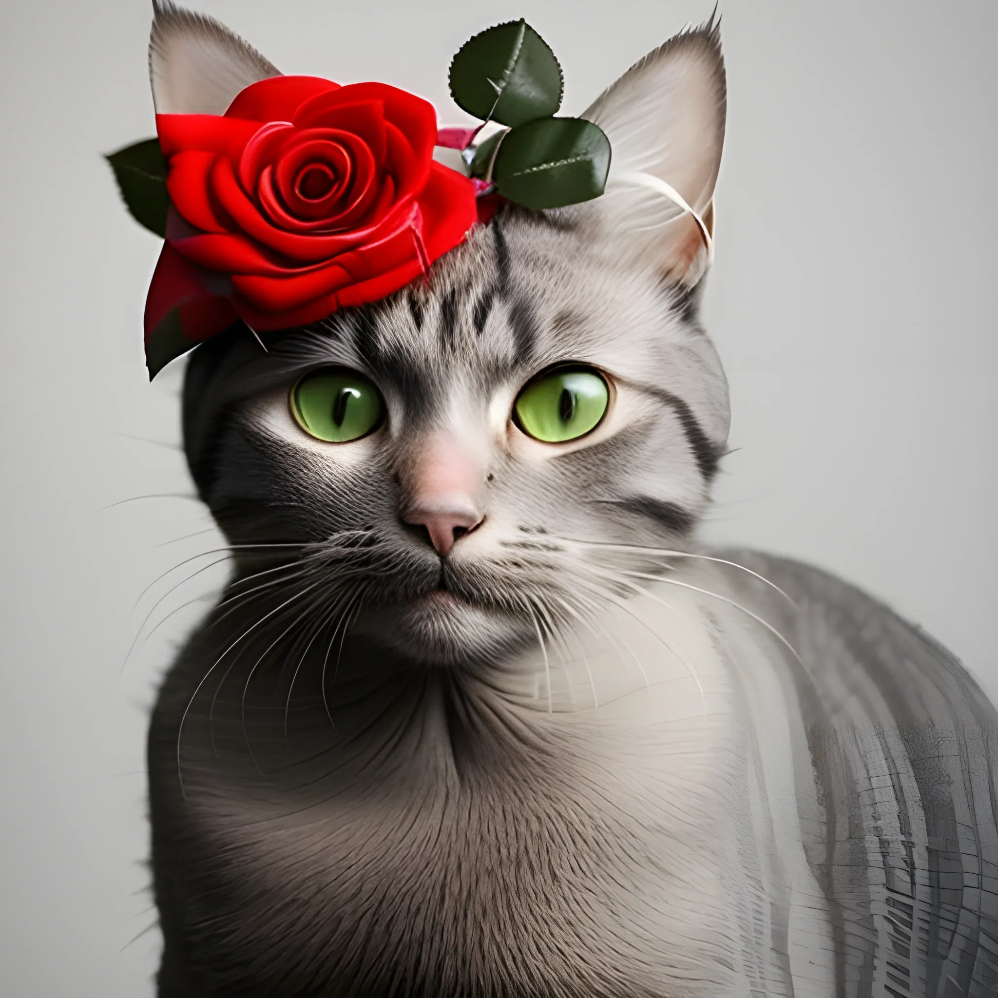  cat with rose on head