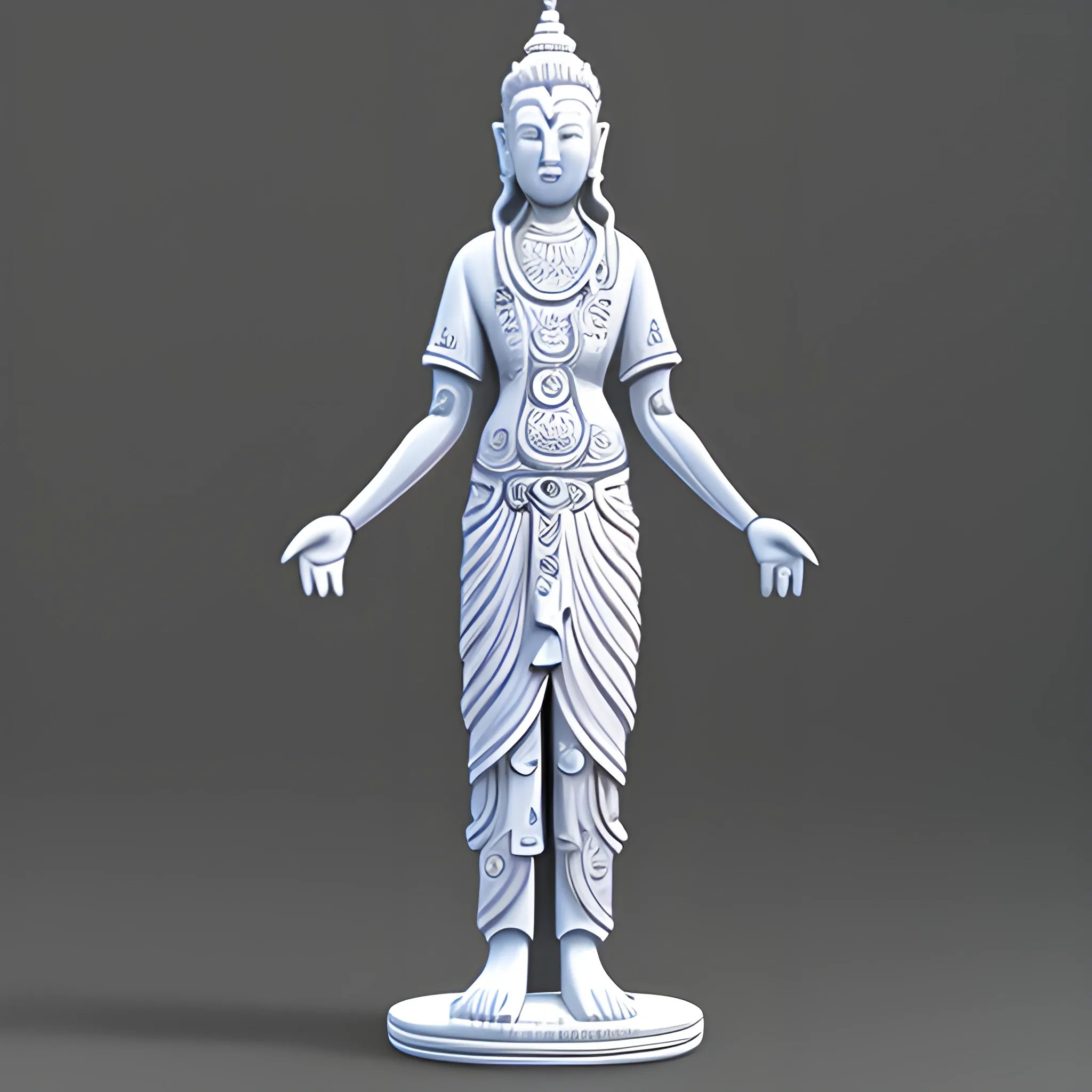 Eleven-faced Avalokitesvara, full body, standing, posing, Pencil Sketch, 3D, Trippy, Cartoon, Cartoon