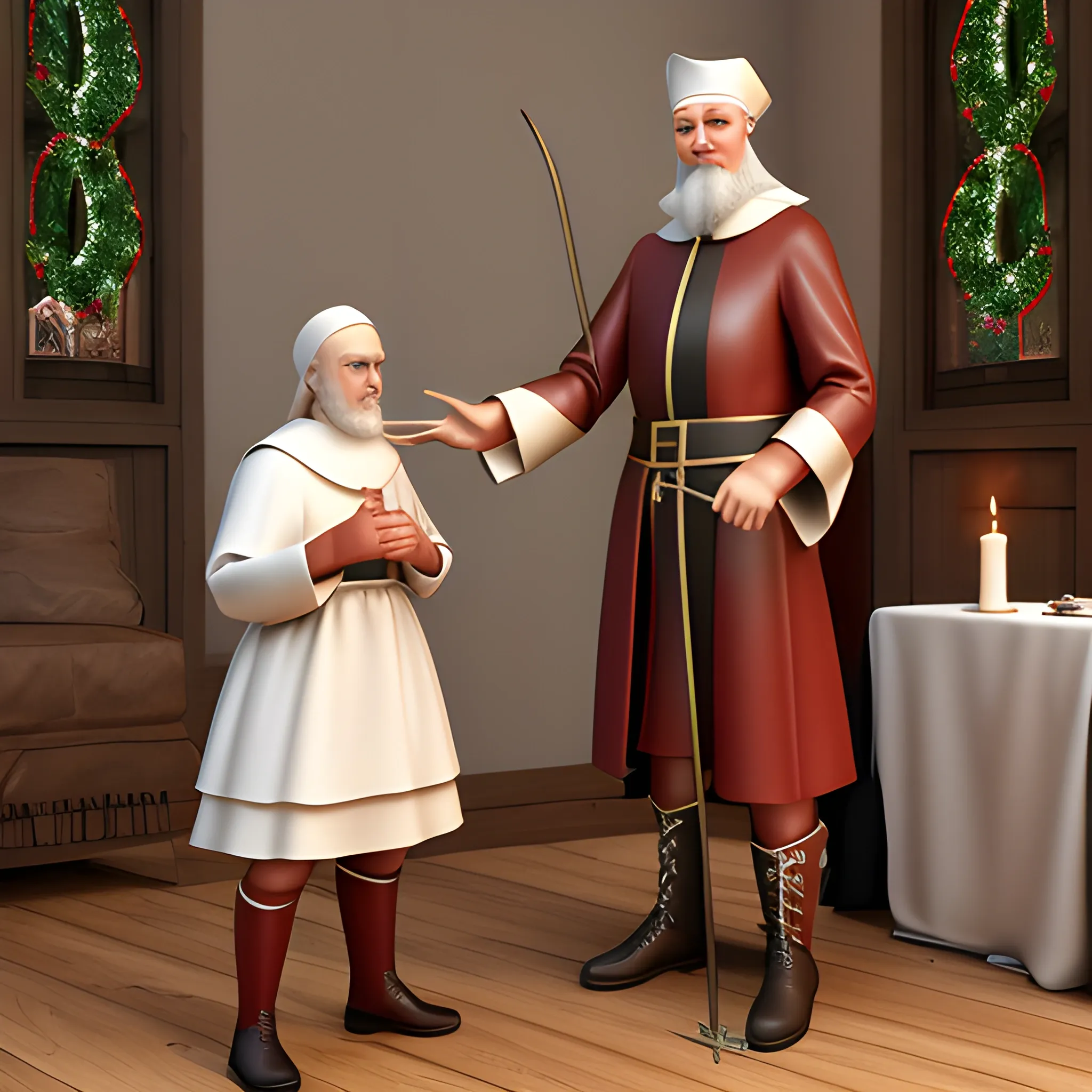 saint nicholas and whipping father, 3D