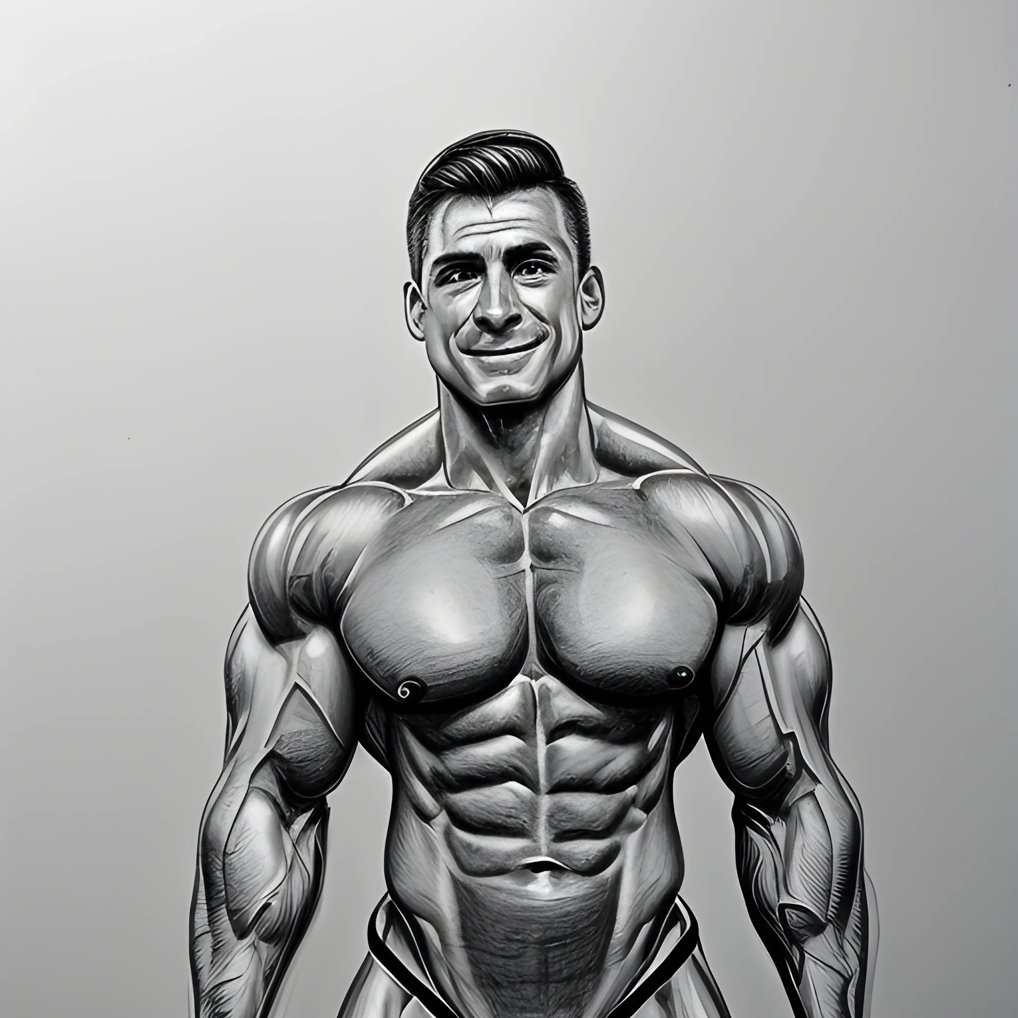 Michele Morrone as a bodybuilder , Pencil Sketch