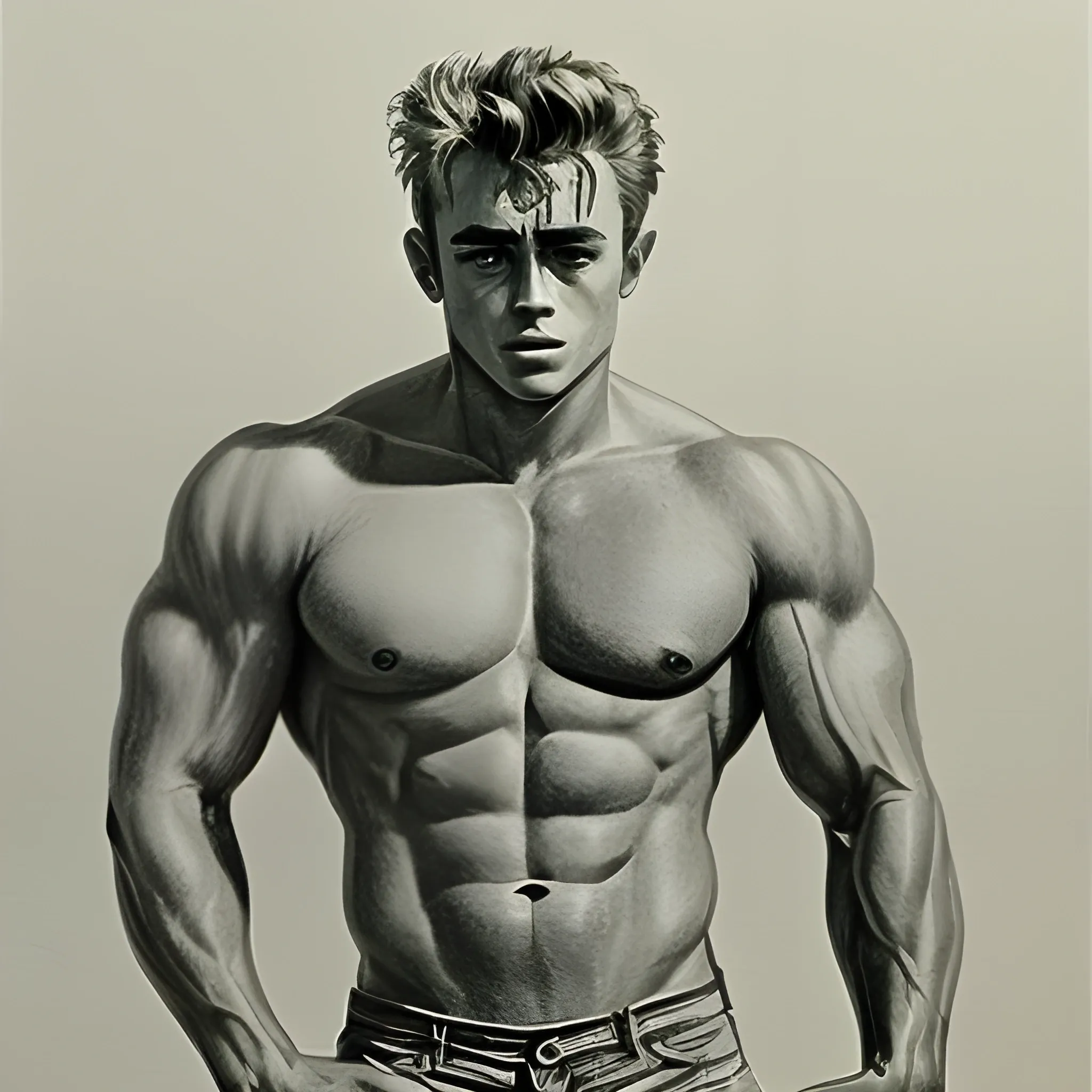 James Dean the actor as a bodybuilder , Pencil Sketch