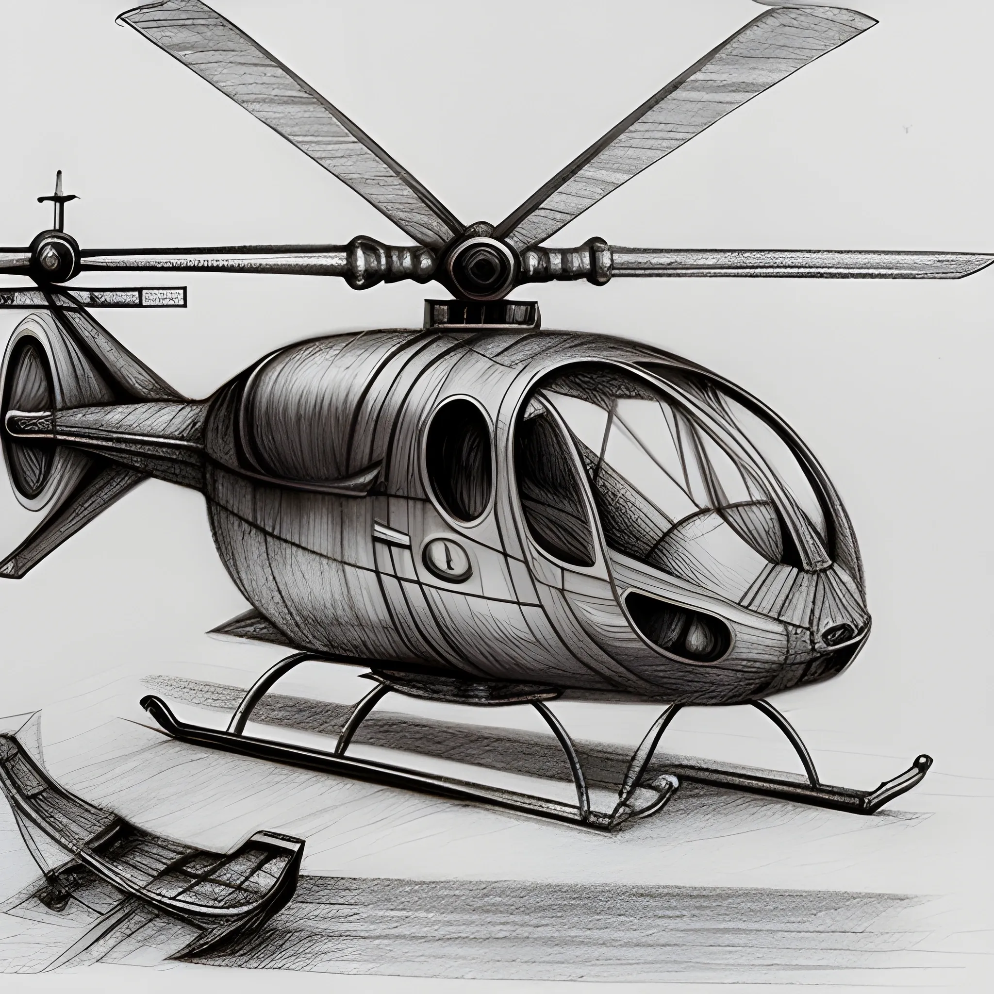 Leonardo da Vinci's helicopter design, Pencil Sketch