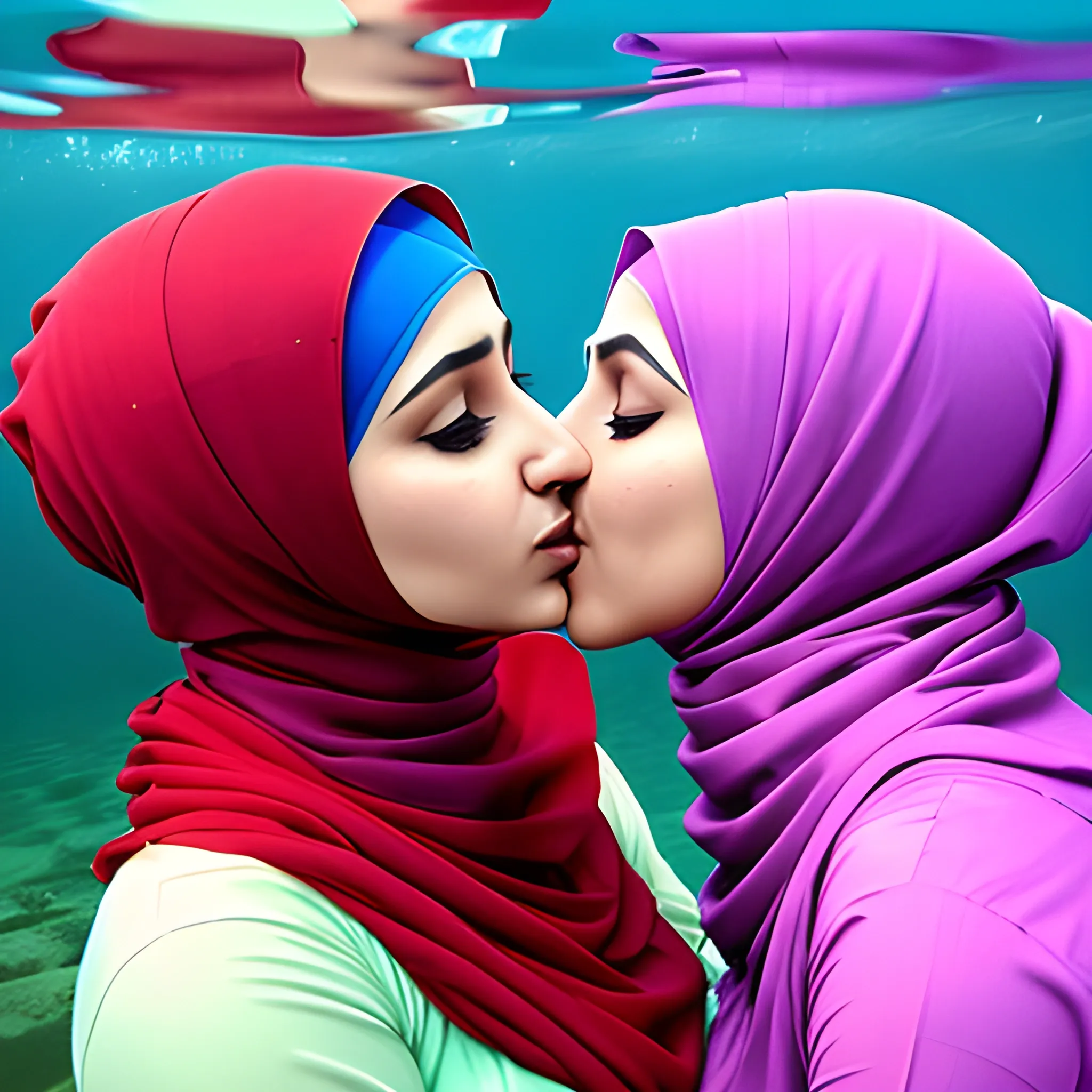 Hijab with inner cap lesbian wearing salwar kameez kissing in un... -  Arthub.ai