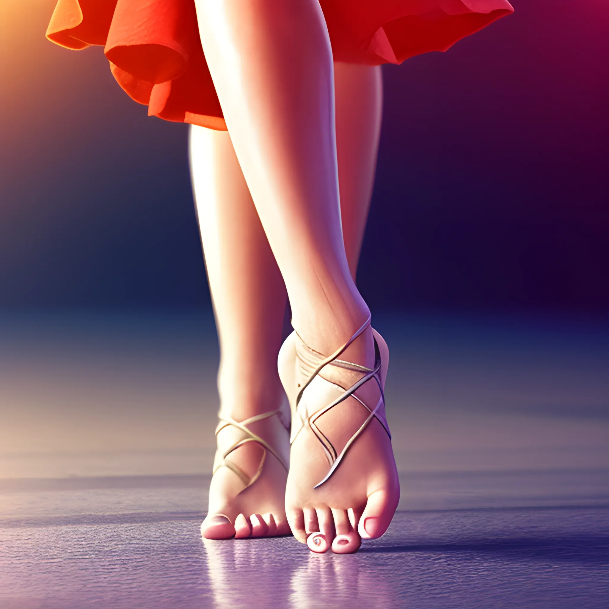 Realistic, bare feet up close, cinematic, dramatic lighting, ur... -  Arthub.ai