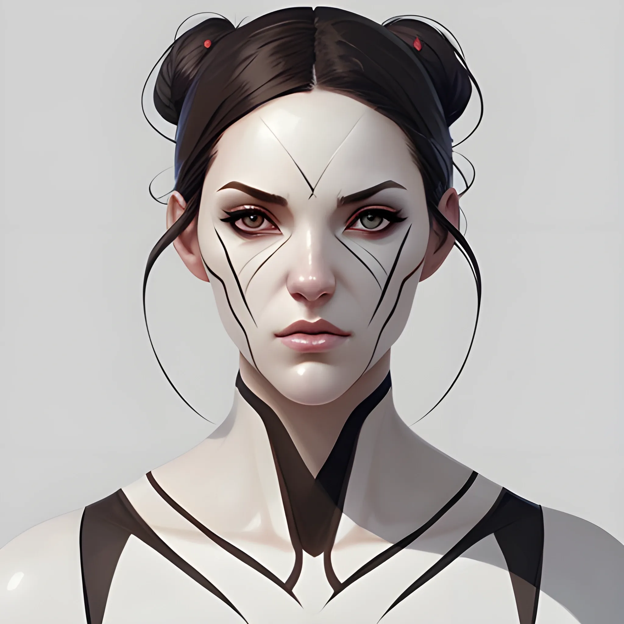 woman front view, concept art, character design, symmetry, beautiful, realistic face, painted, HD, white background, full size, art by artgerm and greg rutkowski