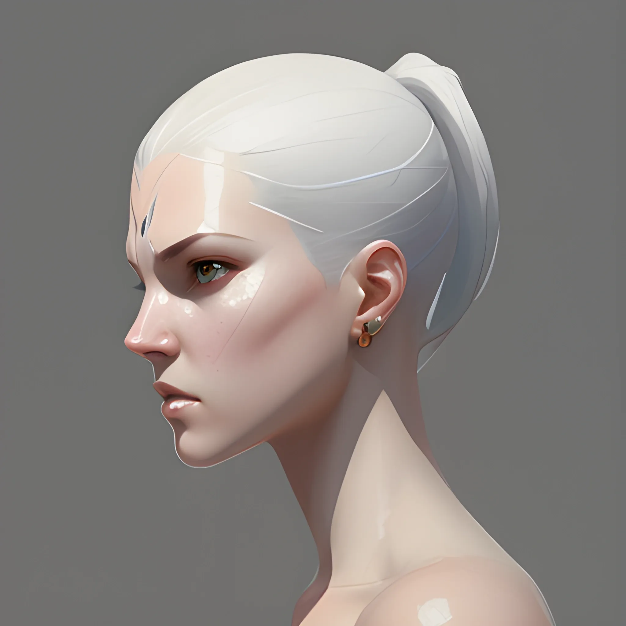 woman front view, concept art, character design, symmetry, beautiful, realistic face, white clear skin, high quality, white background, art by greg rutkowski,