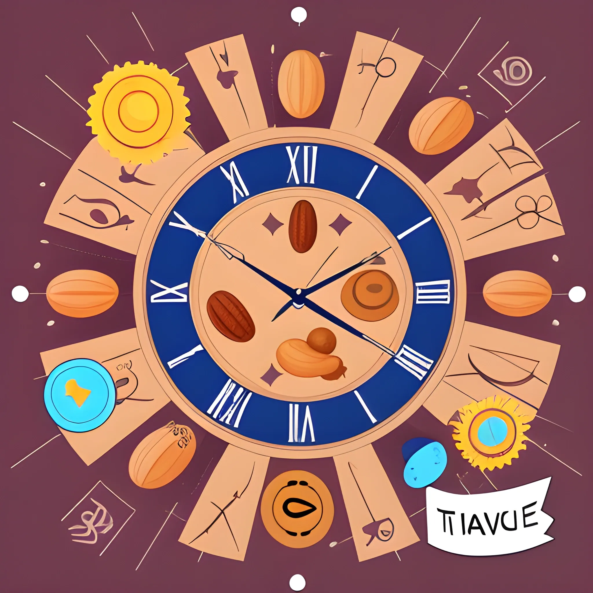  illustration time travel with nuts and symbols, , Cartoon