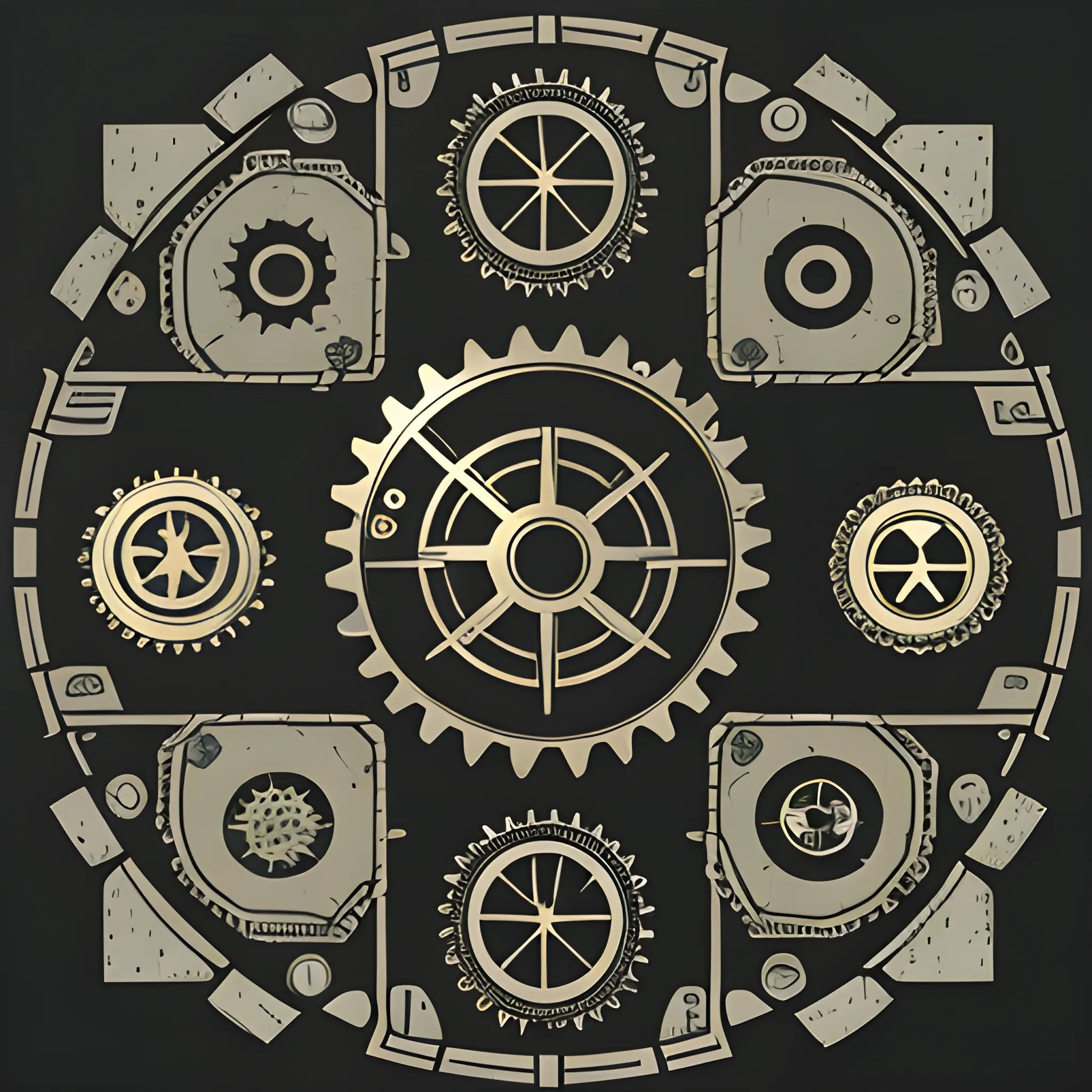  illustration time travel with gear and symbols
