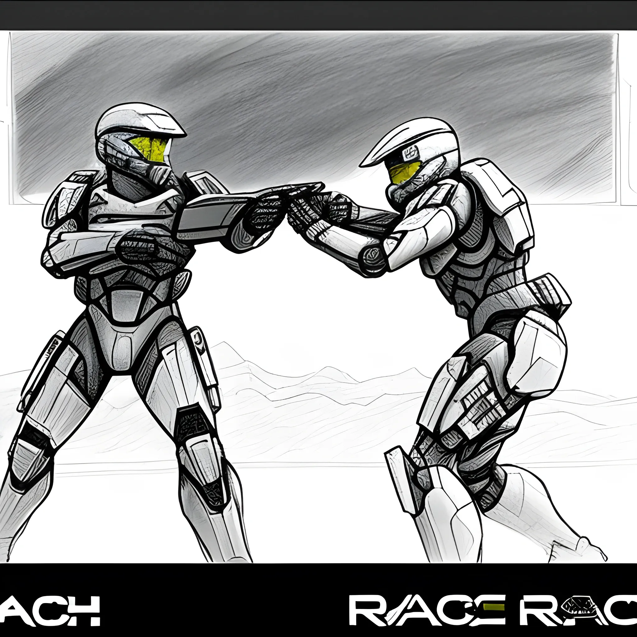 Halo Reach ODST's Fighting in a field Pencil Sketch