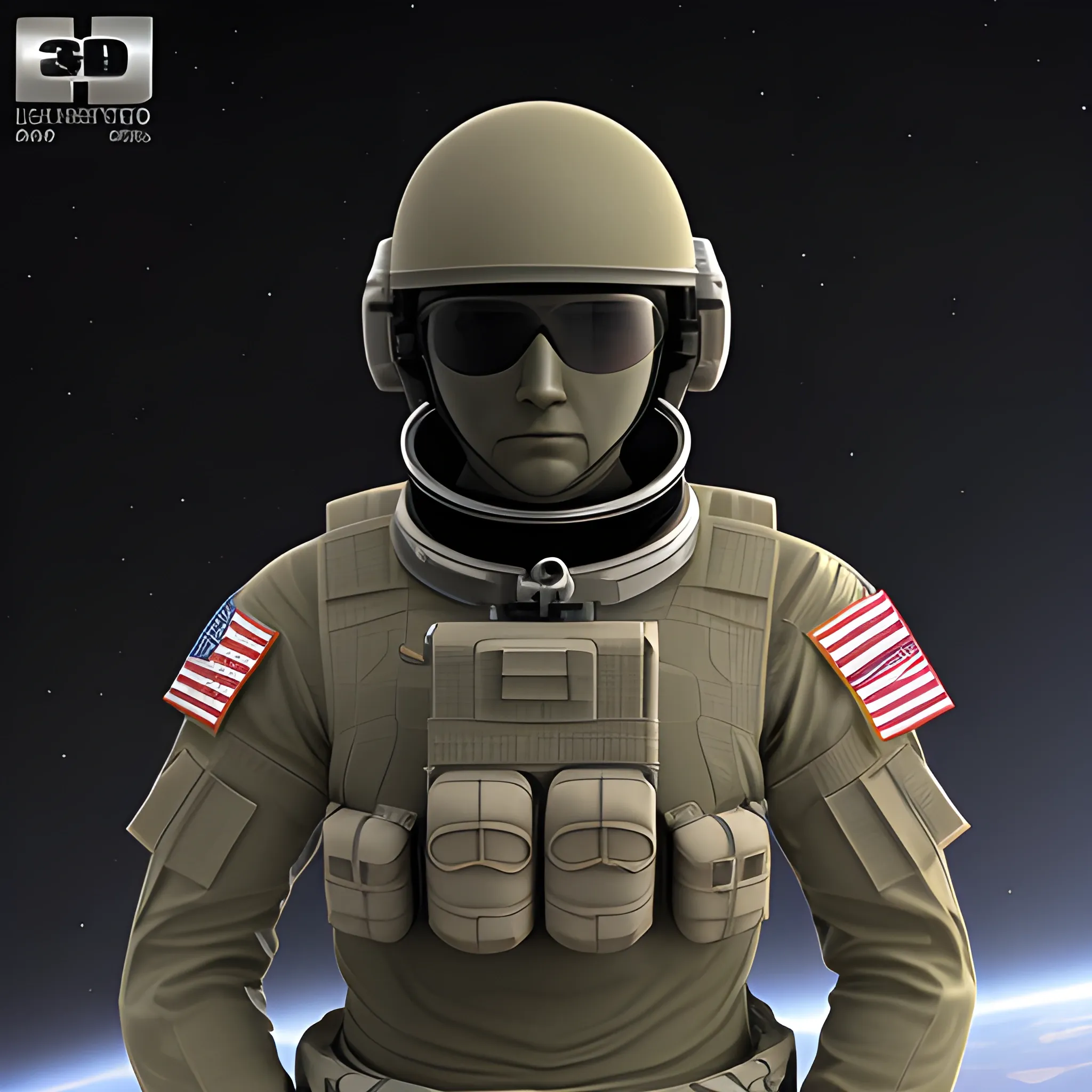  special ops soldier in space,  3D