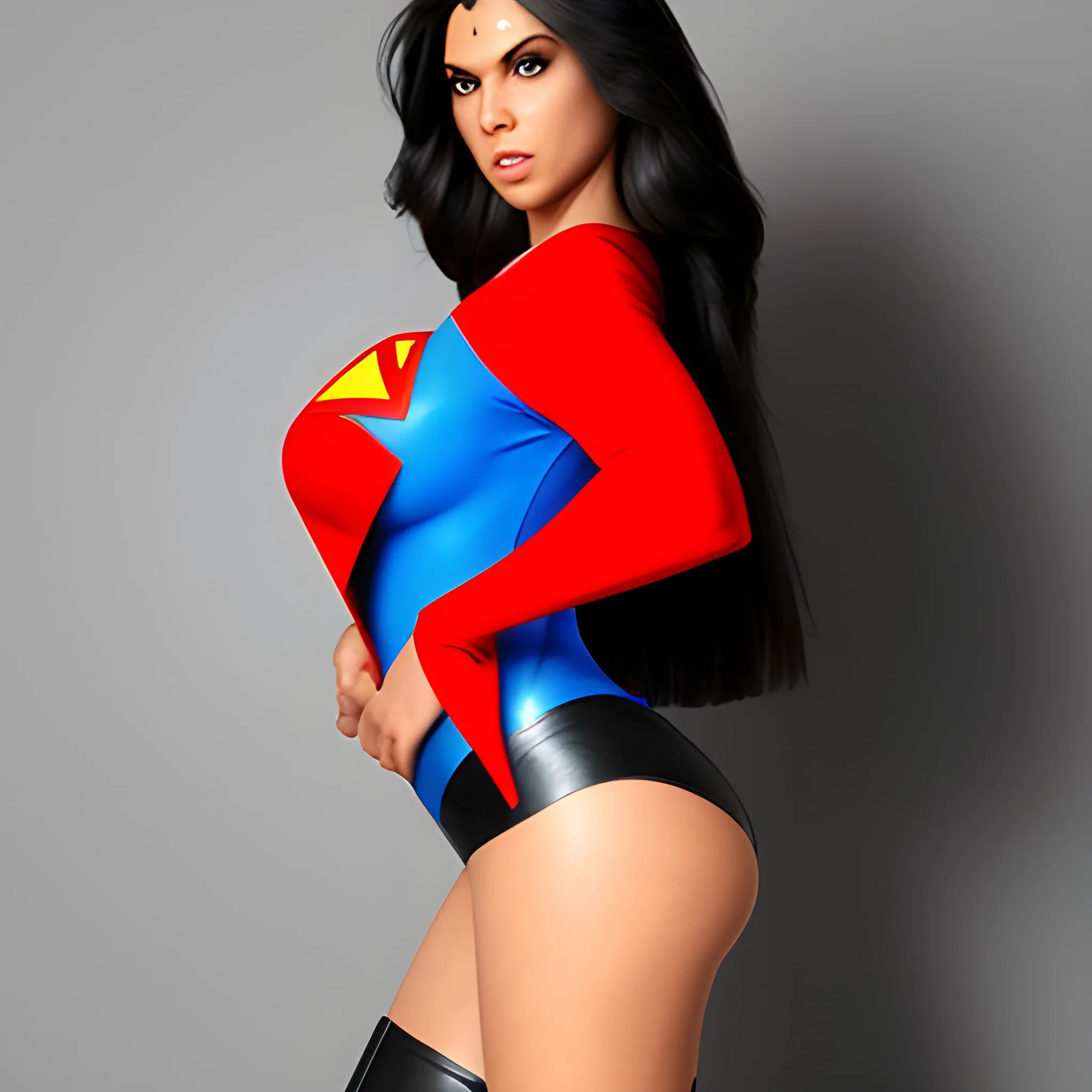superwoman revealing clothing side shot full body shot
