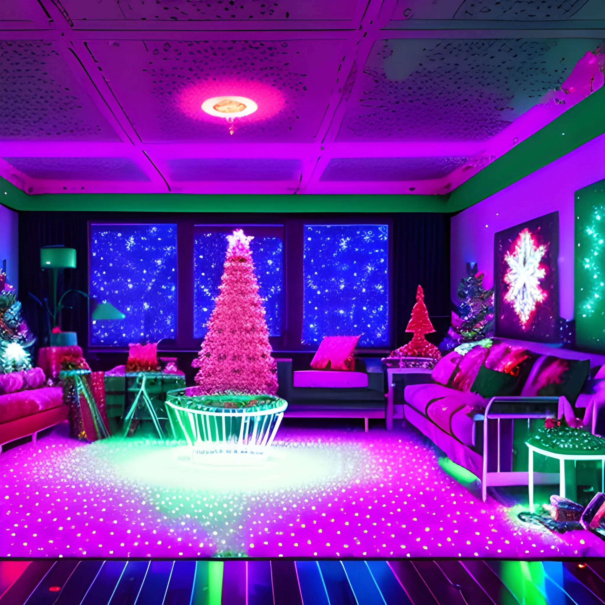 Liminal space disco with christmas decorations - Arthub.ai