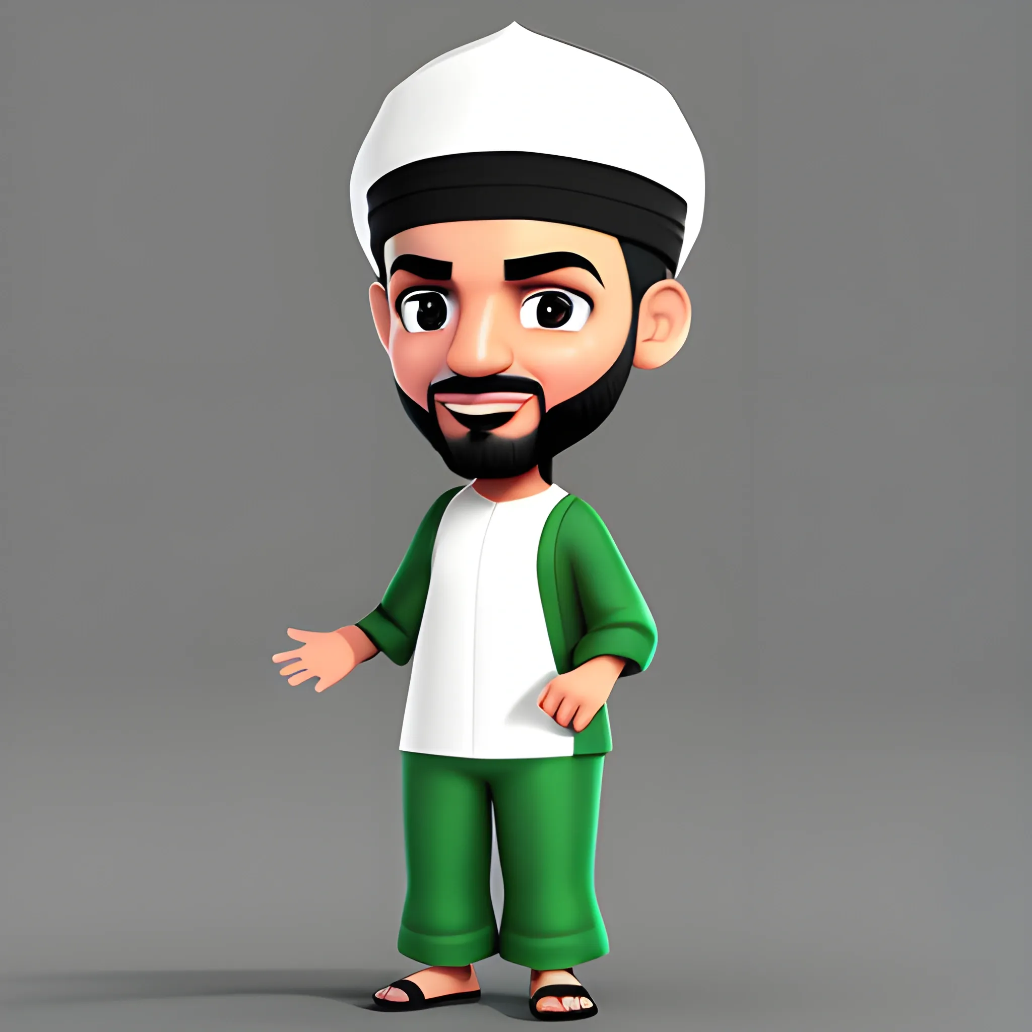 libyan muslim guy cartoon 3d character, 3D