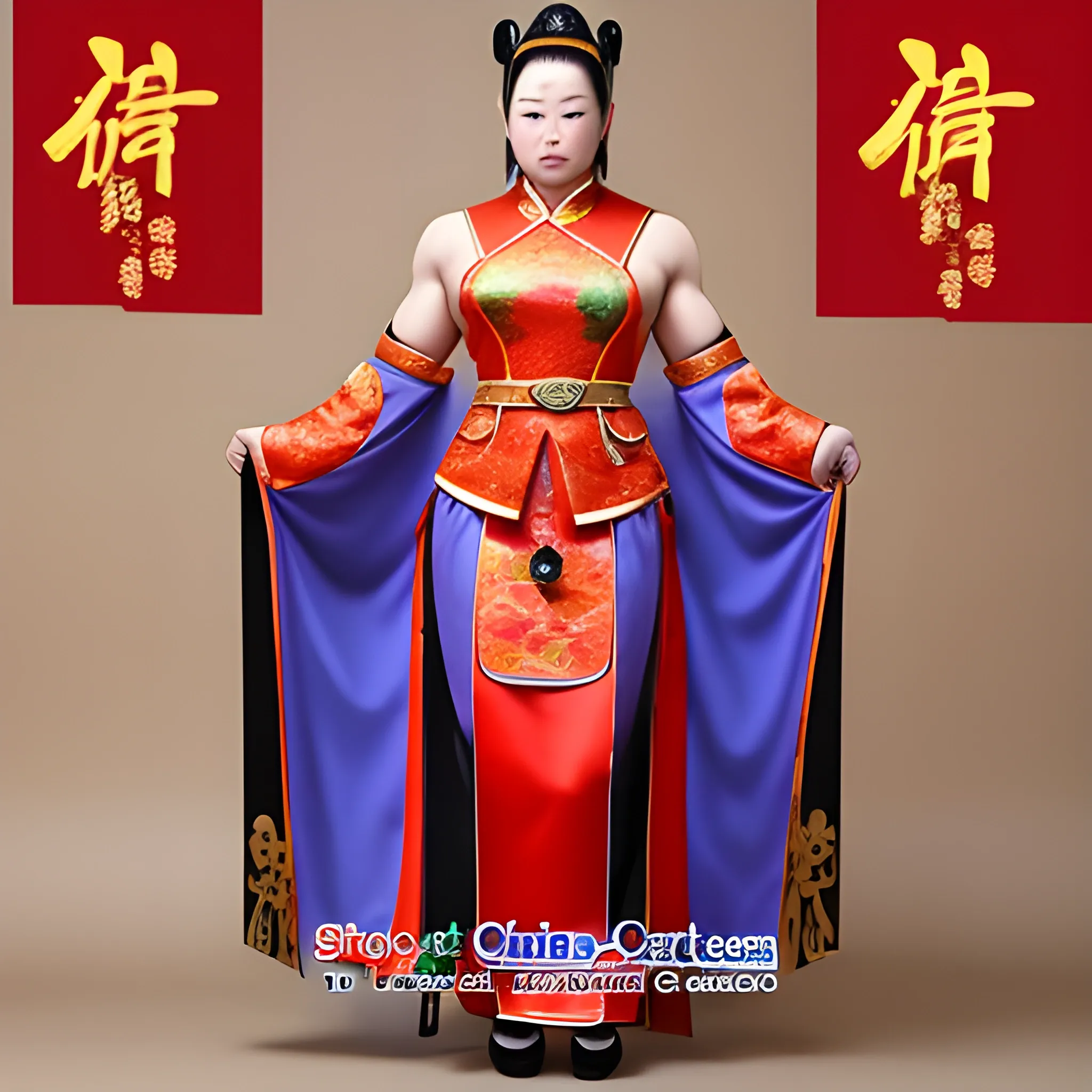 crossdress man, muscle man, Chinese' queen ancient clothes, full body, short hair