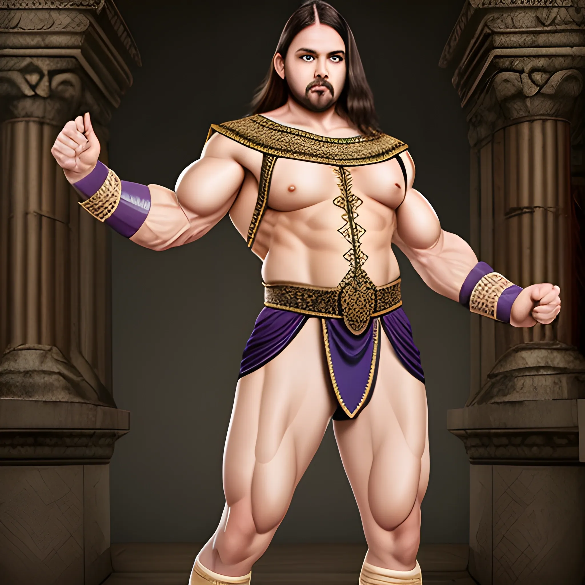 crossdress man, queen's ancient clothes, muscle man,  full body, short hair