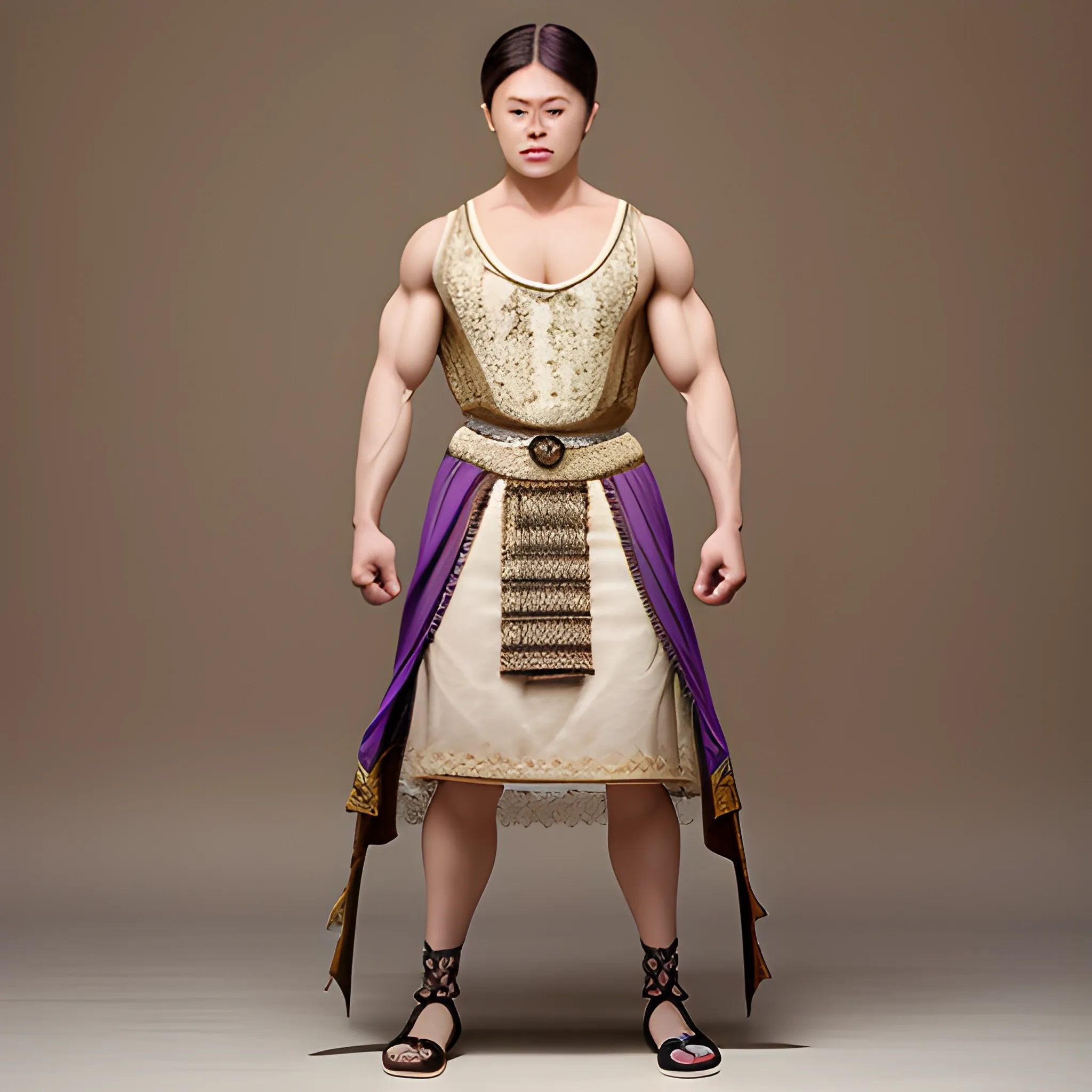 crossdress man, queen's lace ancient clothes, one muscle man,  full body, short man hair.