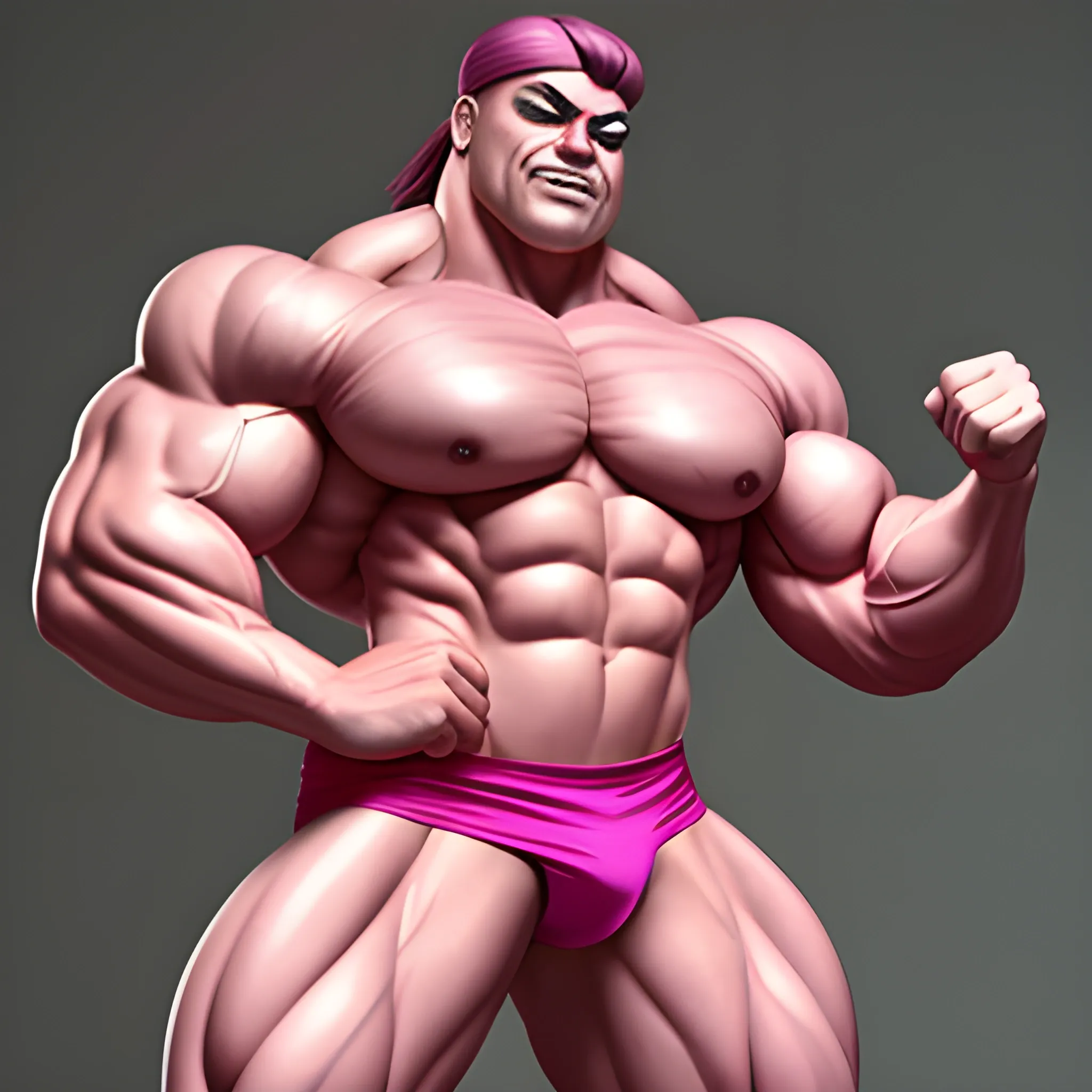 crossdress man, muscle man, pink linegerie  