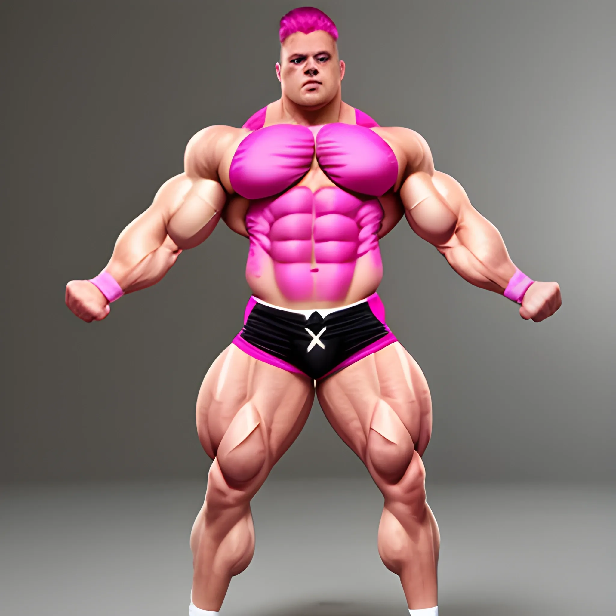 crossdress man, muscle man, pink full body linegerie  