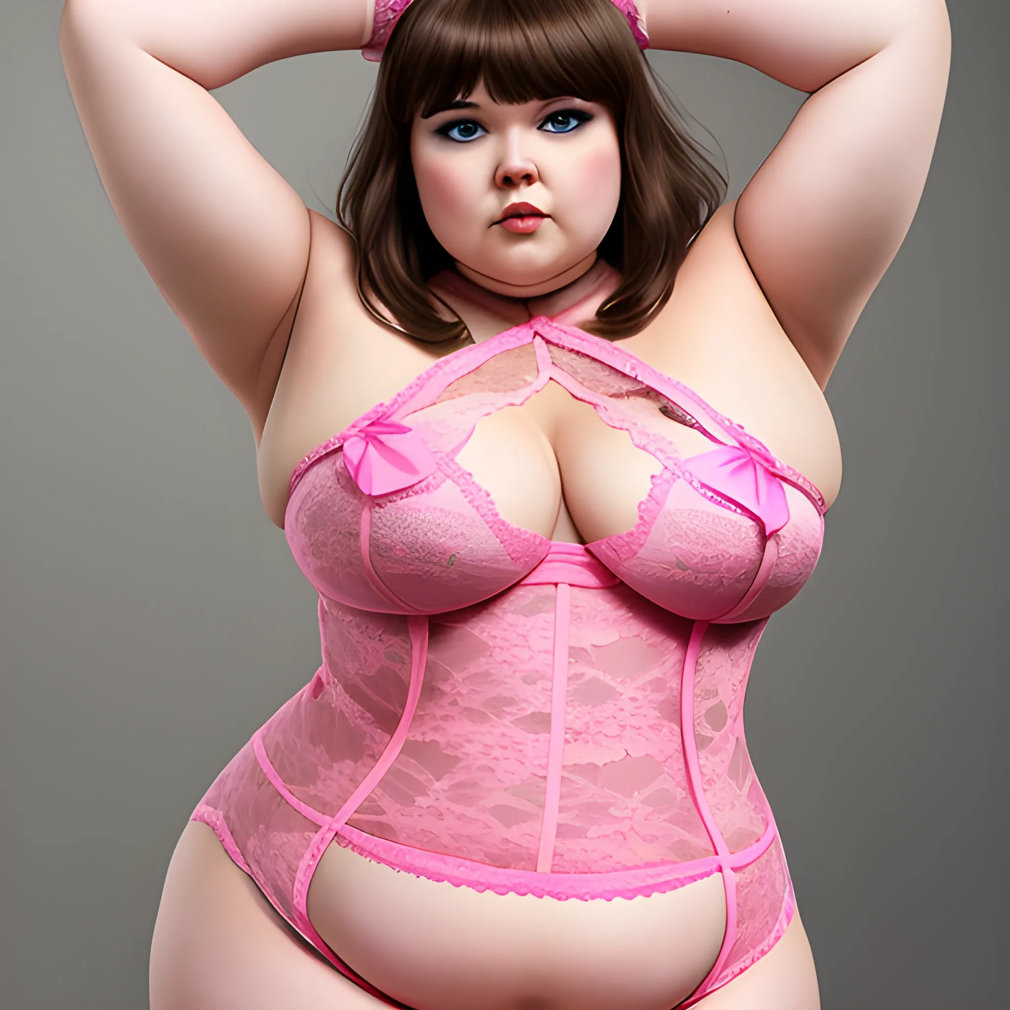 crossdress man, chubbyman, super tight pink lace
