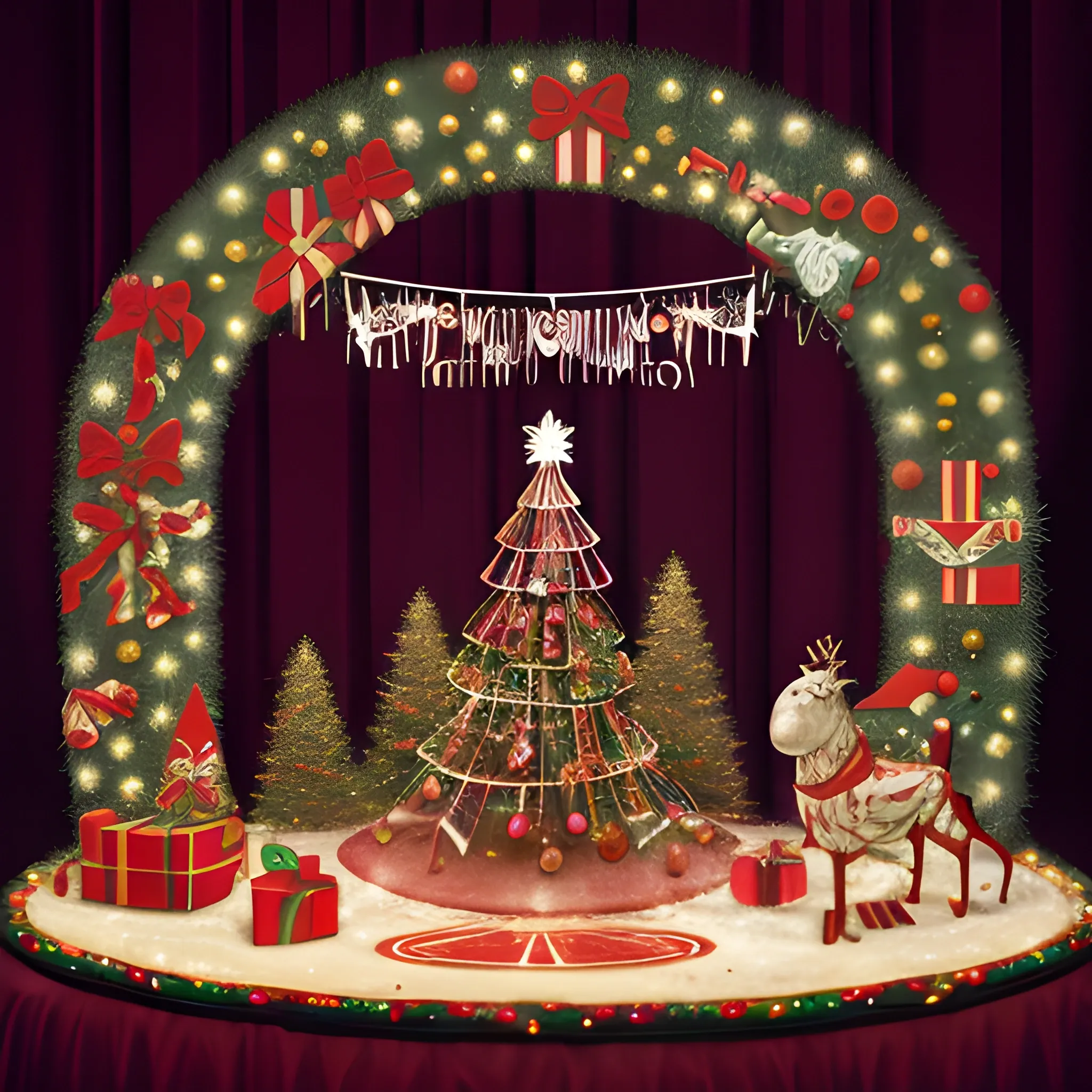 Liminal space circus with christmas decorations