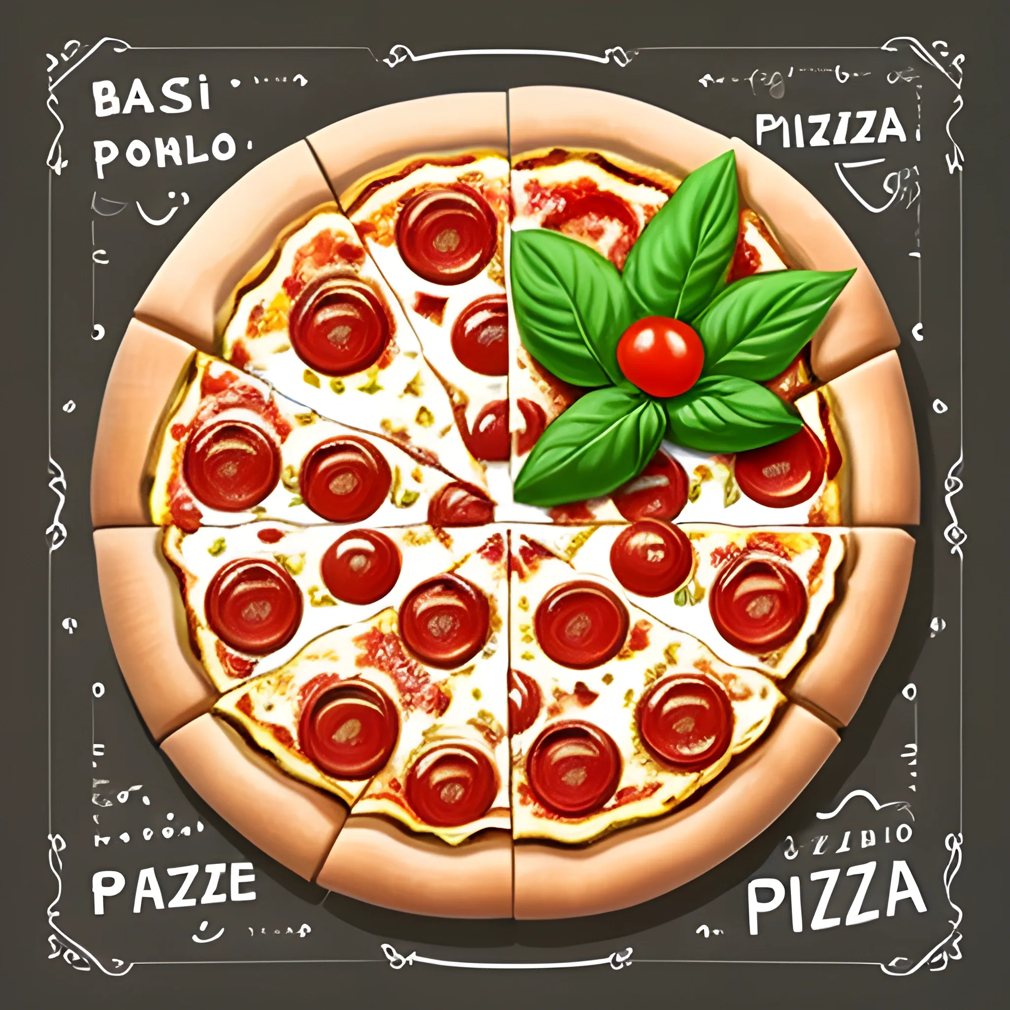 "Create a pencil sketch for a banner intended for the homepage of a pizzeria's website. The illustration should depict a picturesque village shop and include a pattern composed of elements related to pizza, such as the ingredients of a Margherita pizza. Make sure to add basil as a recurring element to emphasize the fresh and authentic character. The goal is to convey a welcoming and inviting atmosphere, highlighting the passion for the tradition of Italian pizza."